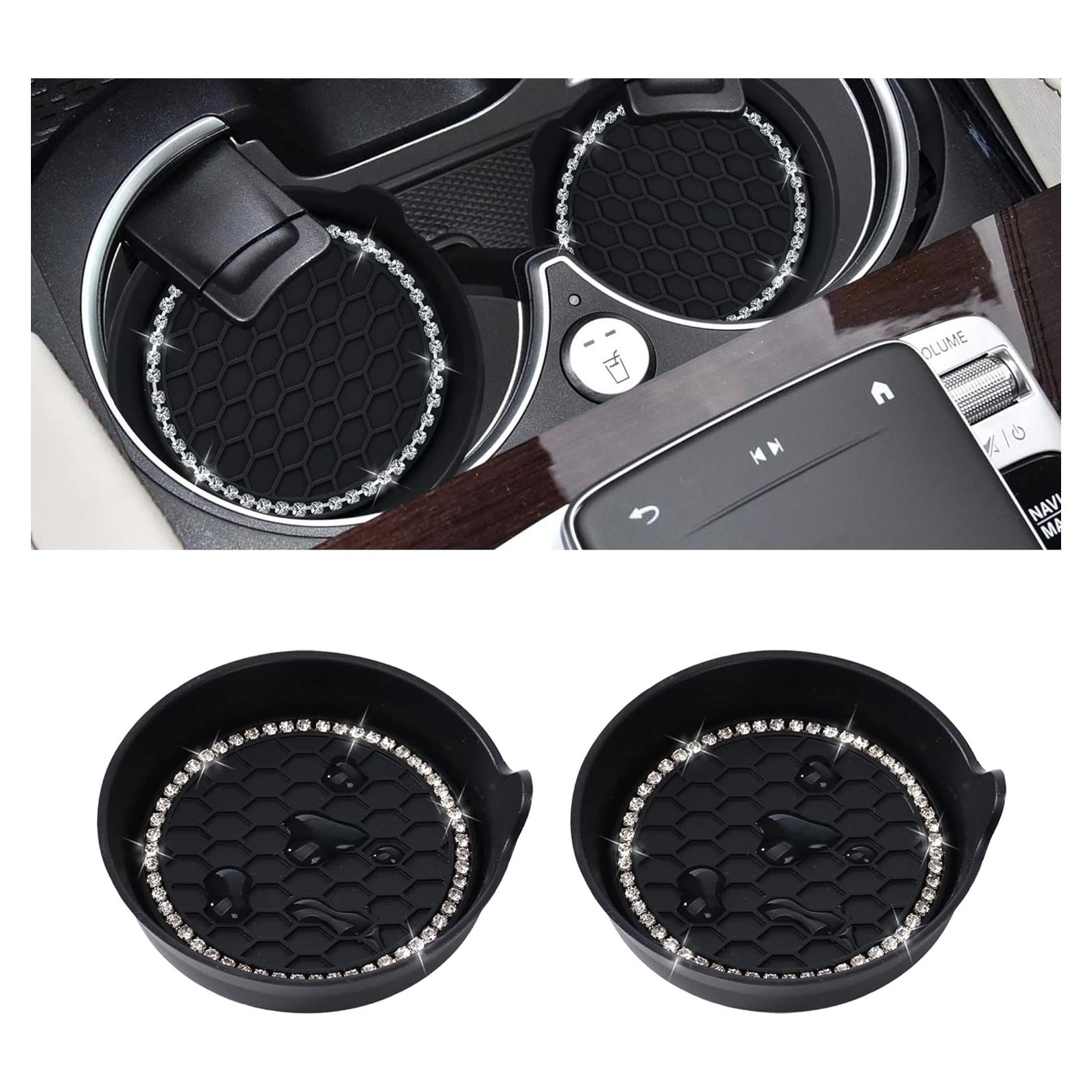 Soporte de Vaso para Coche Amooca 2 Paquete Antideslizante Negro