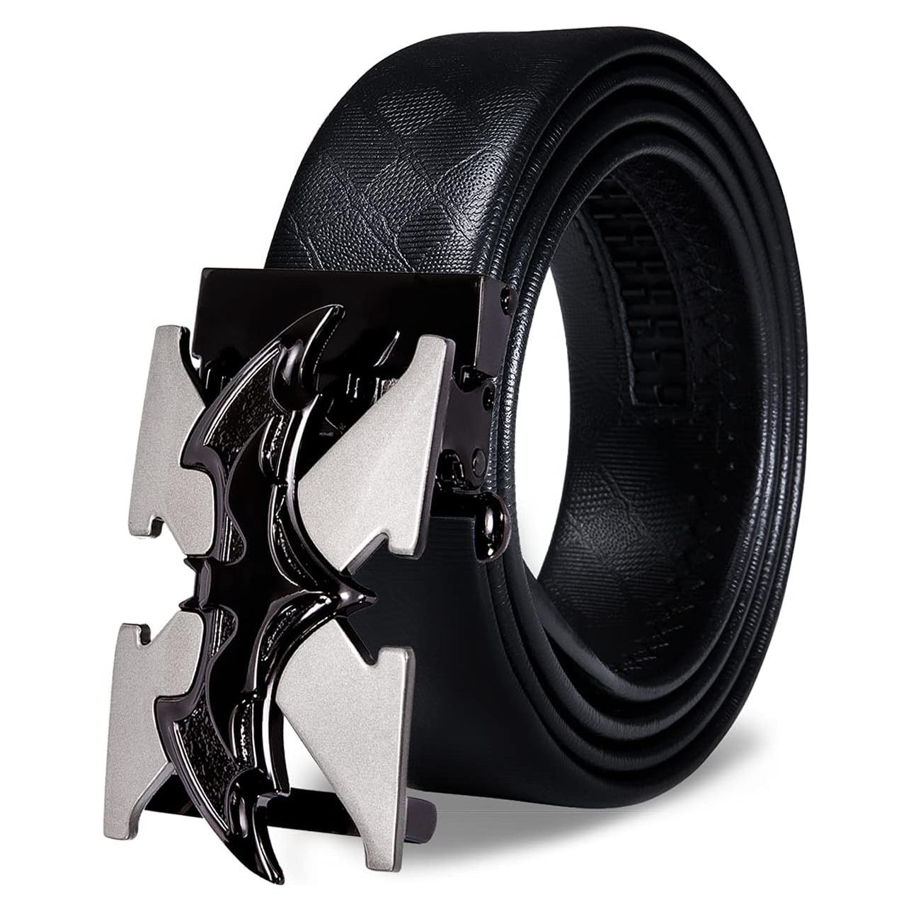 Cinturón de Ratchet Barry.Wang Cuero Genuino 3,49 cm Negro