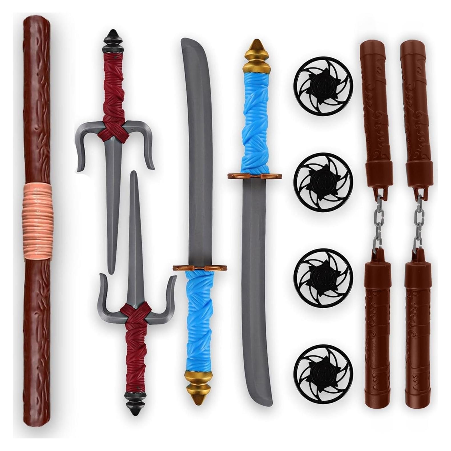 Conjunto de Armas Ninja Liberty Imports 2 Katanas 4 Shuriken