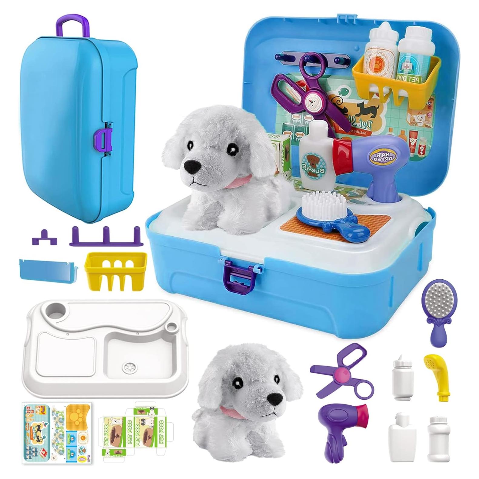 Juego de Cuidado de Mascotas TEUVO 16 Piezas para Niños