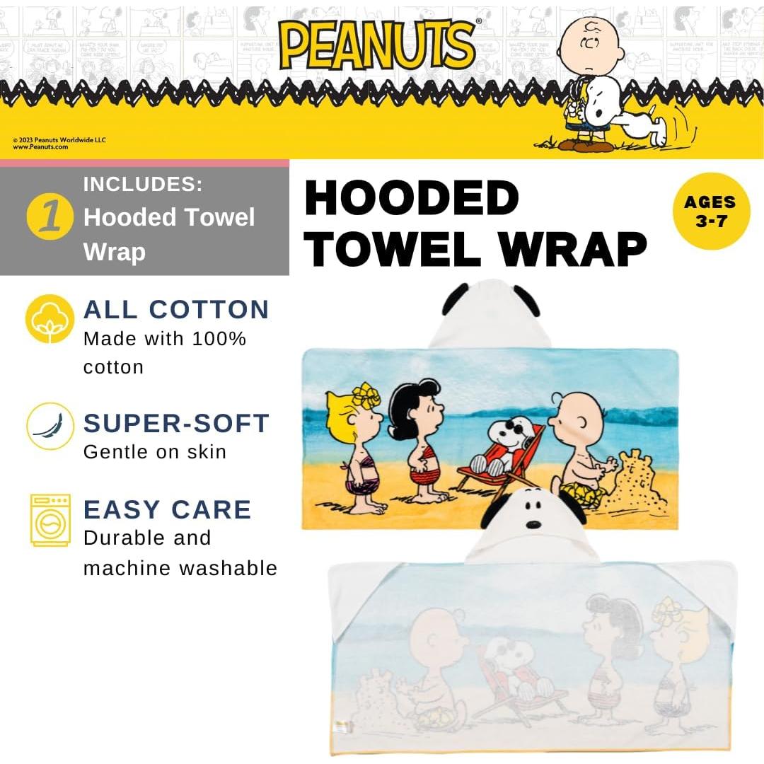 Toalla con Capucha Franco Peanuts 100% Algodón 61x127 cm