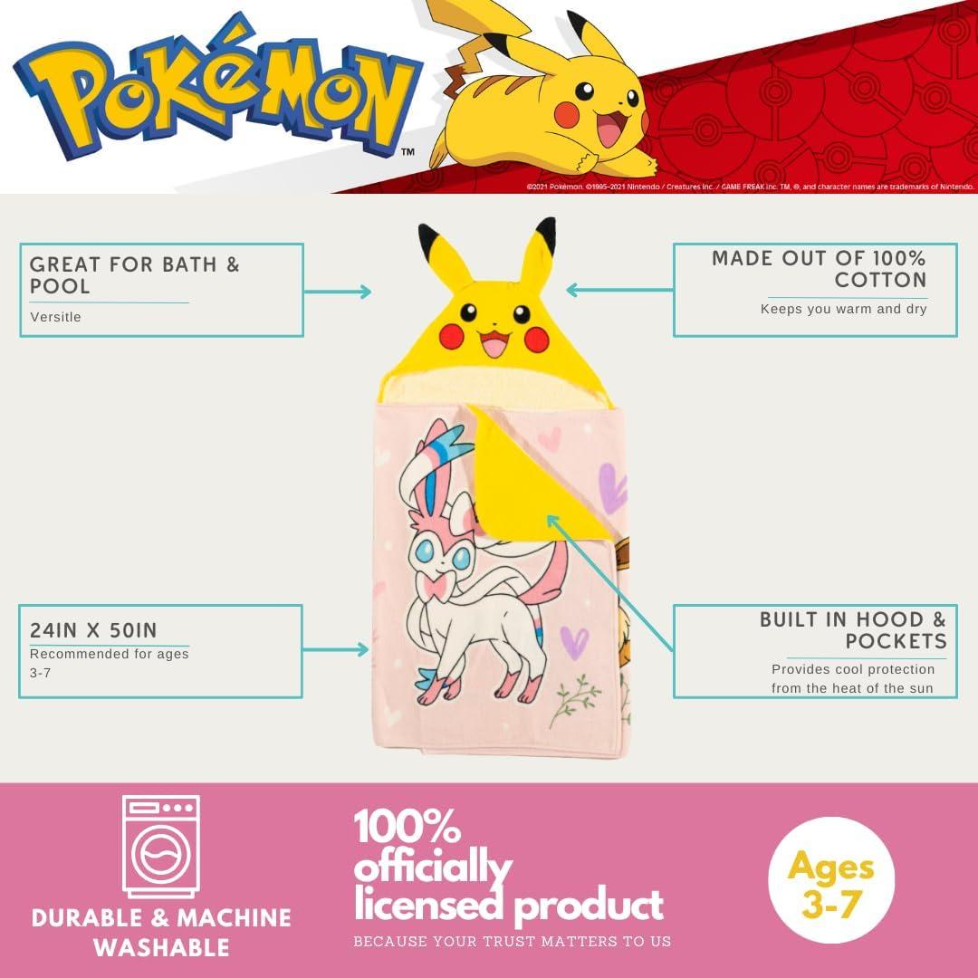 Toalla con Capucha Pokémon Franco 61x127 cm Rosa Niña