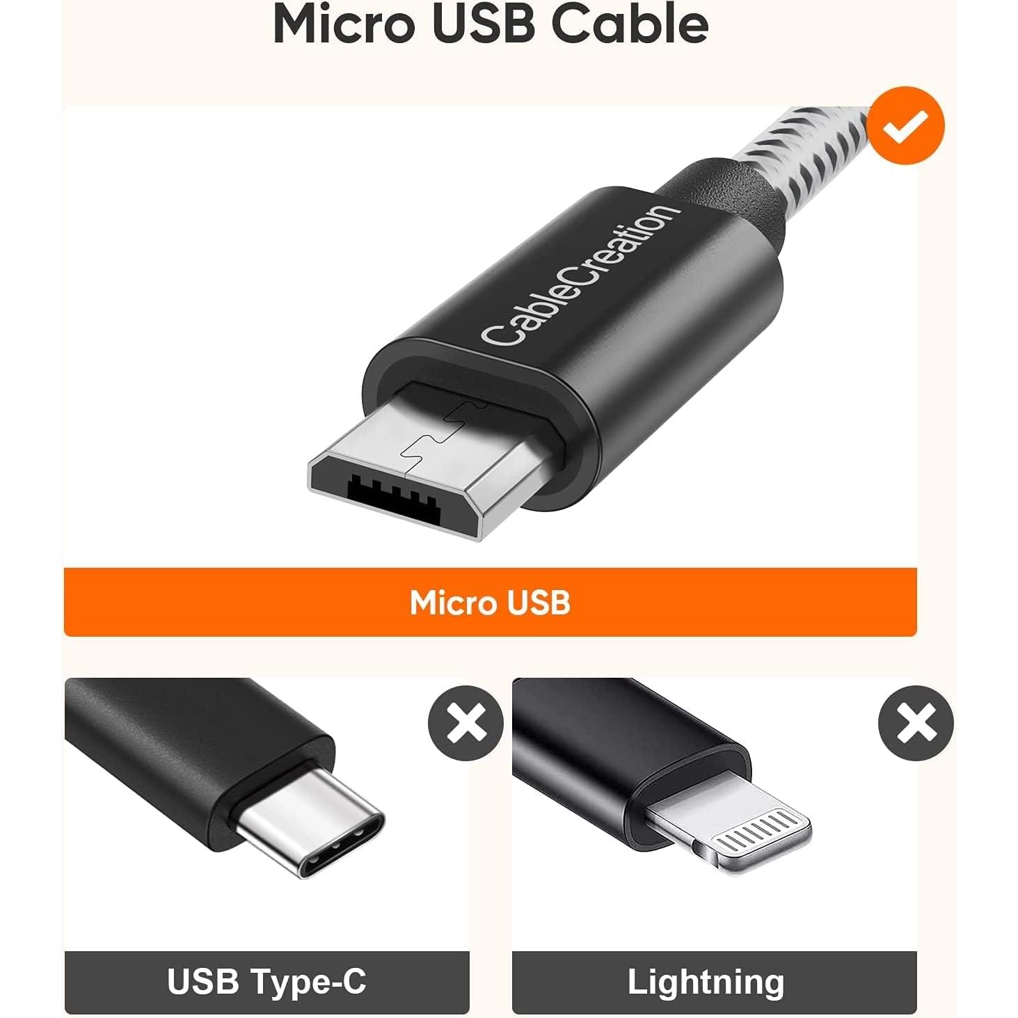 Cable Micro USB Corto 0.15 m CableCreation Carga Rápida