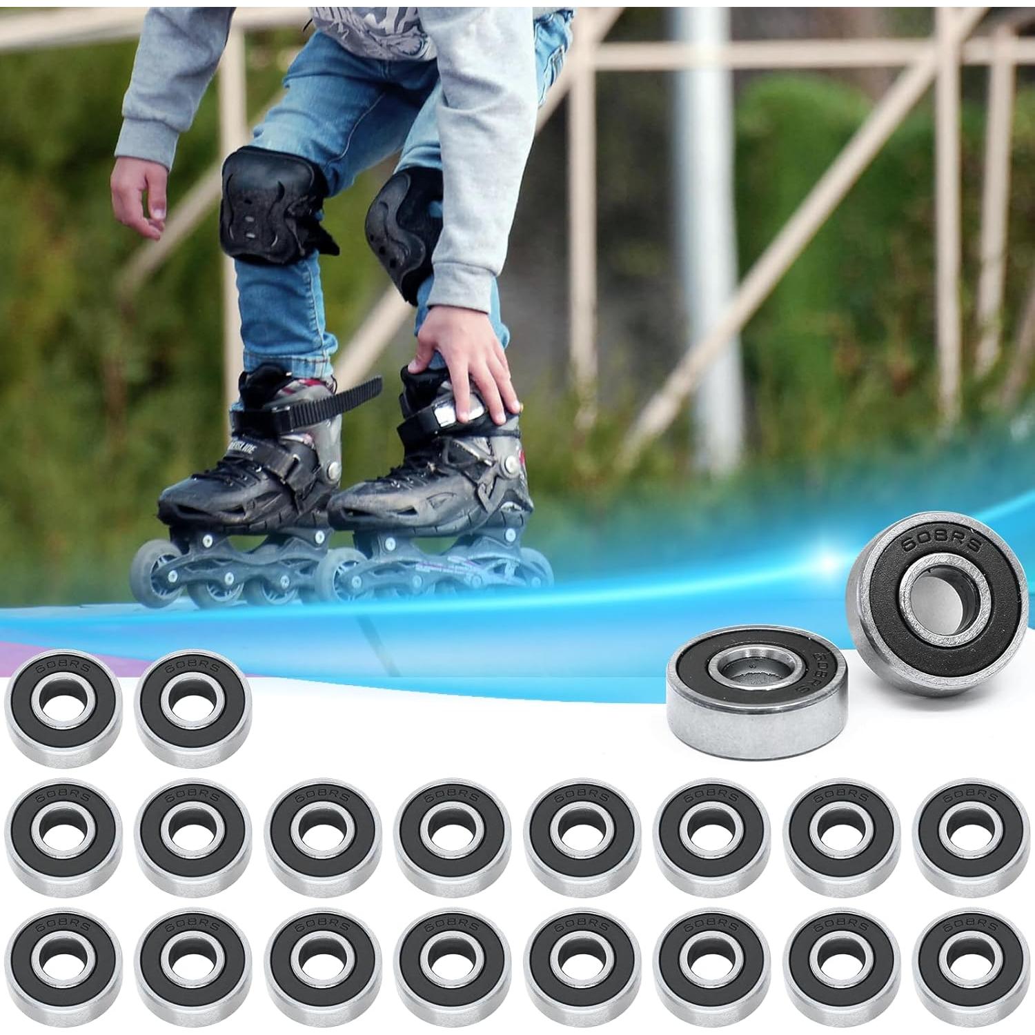 Rodamientos de Bolas 608RS Moicstiy 20 Pcs Acero Carbono 8x22x7mm