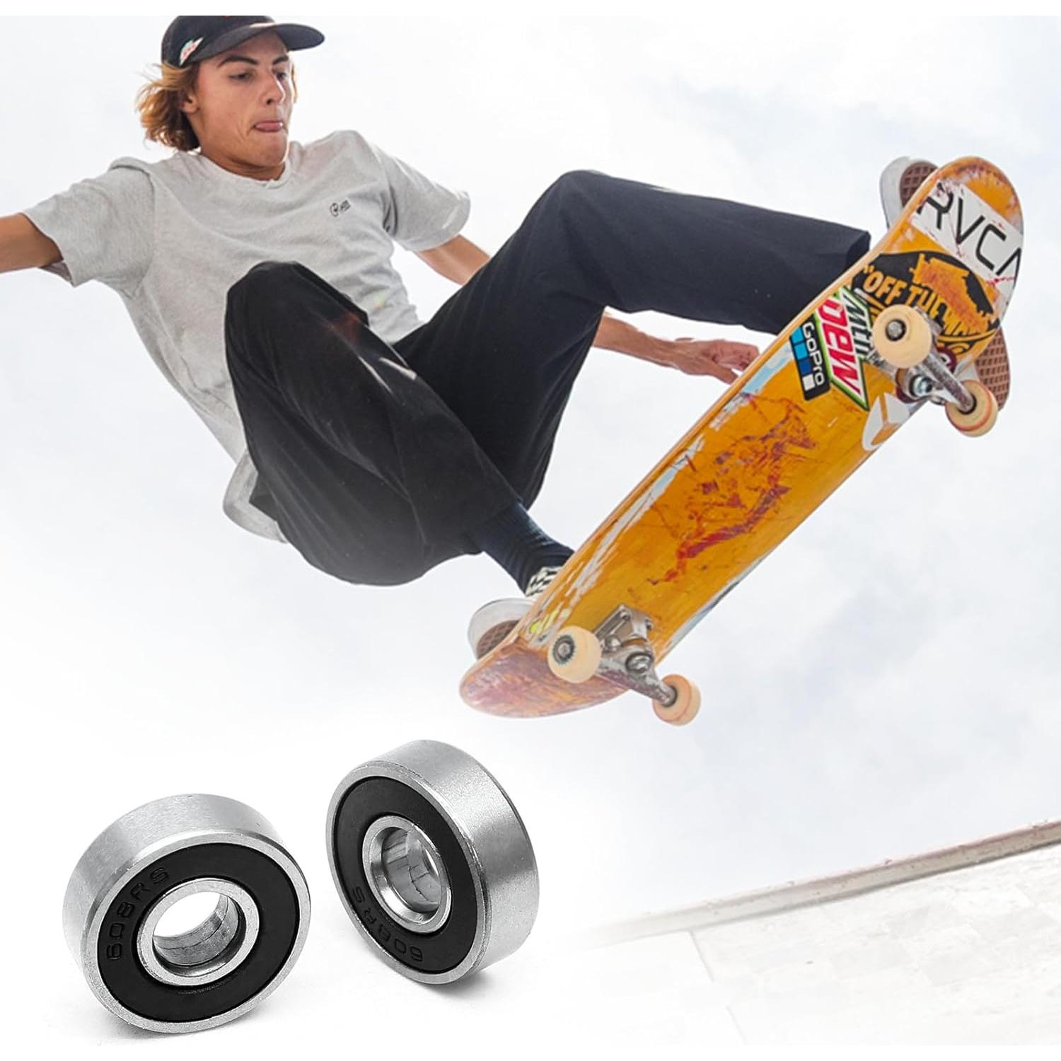 Rodamientos de Bolas 608RS Moicstiy 20 Pcs Acero Carbono 8x22x7mm