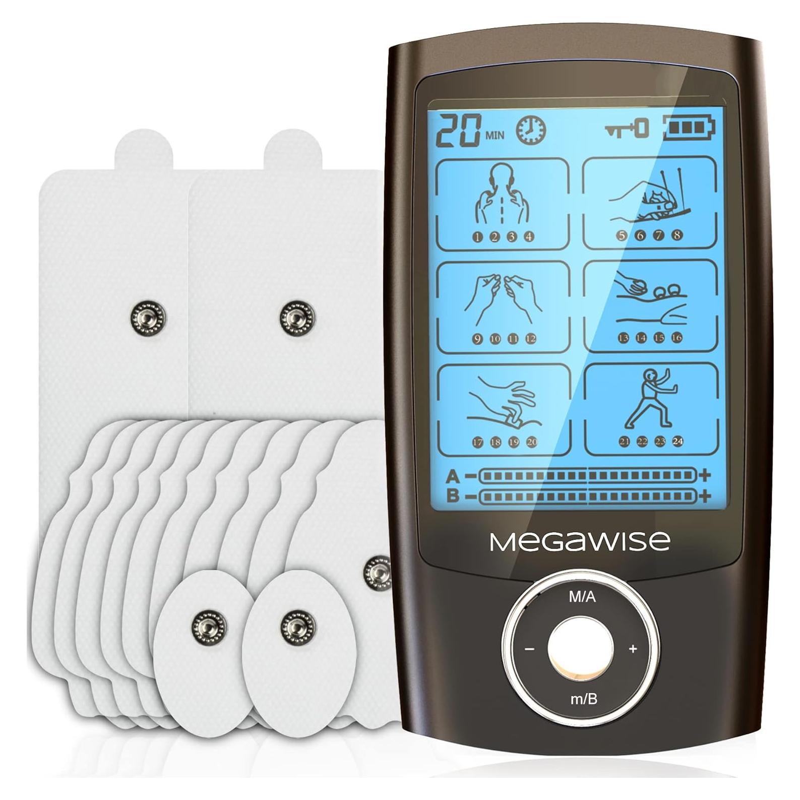 MegaWise Estimulador Muscular EMS TENS 48 Modos 14 Electrodos