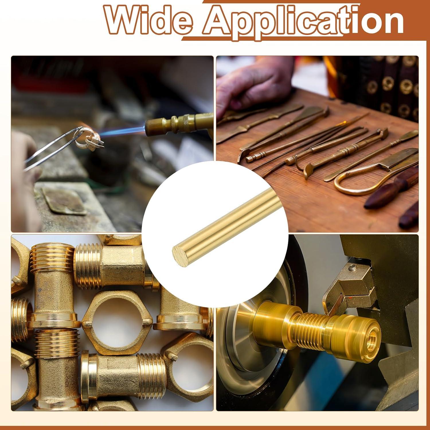 Barra Redonda Sólida de Latón H62 0.8mm 153mm 8 Piezas uxcell