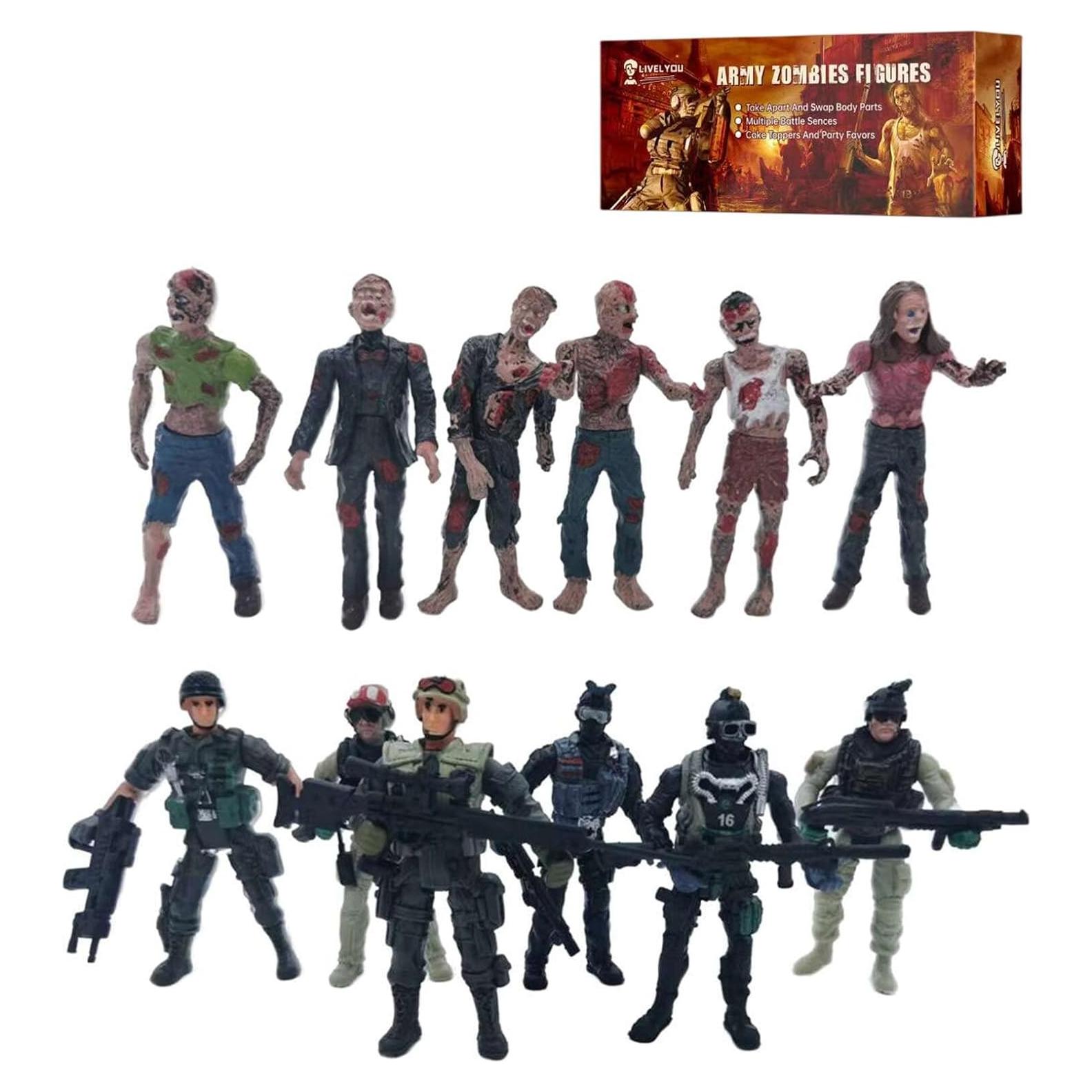 Figuras de Acción IMIREUXY Marines y Zombis 12PCS
