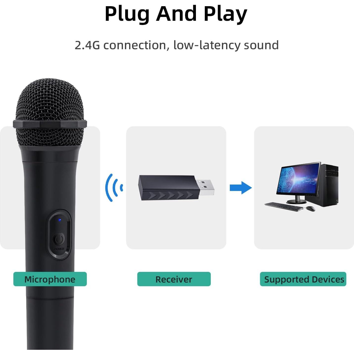 Mcbazel Micrófono Inalámbrico USB 2 Paquete para Juegos