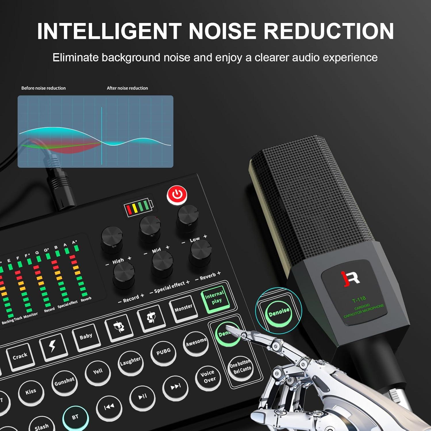 Mezclador de Audio RHM M9+T18 con Micrófono y Soporte