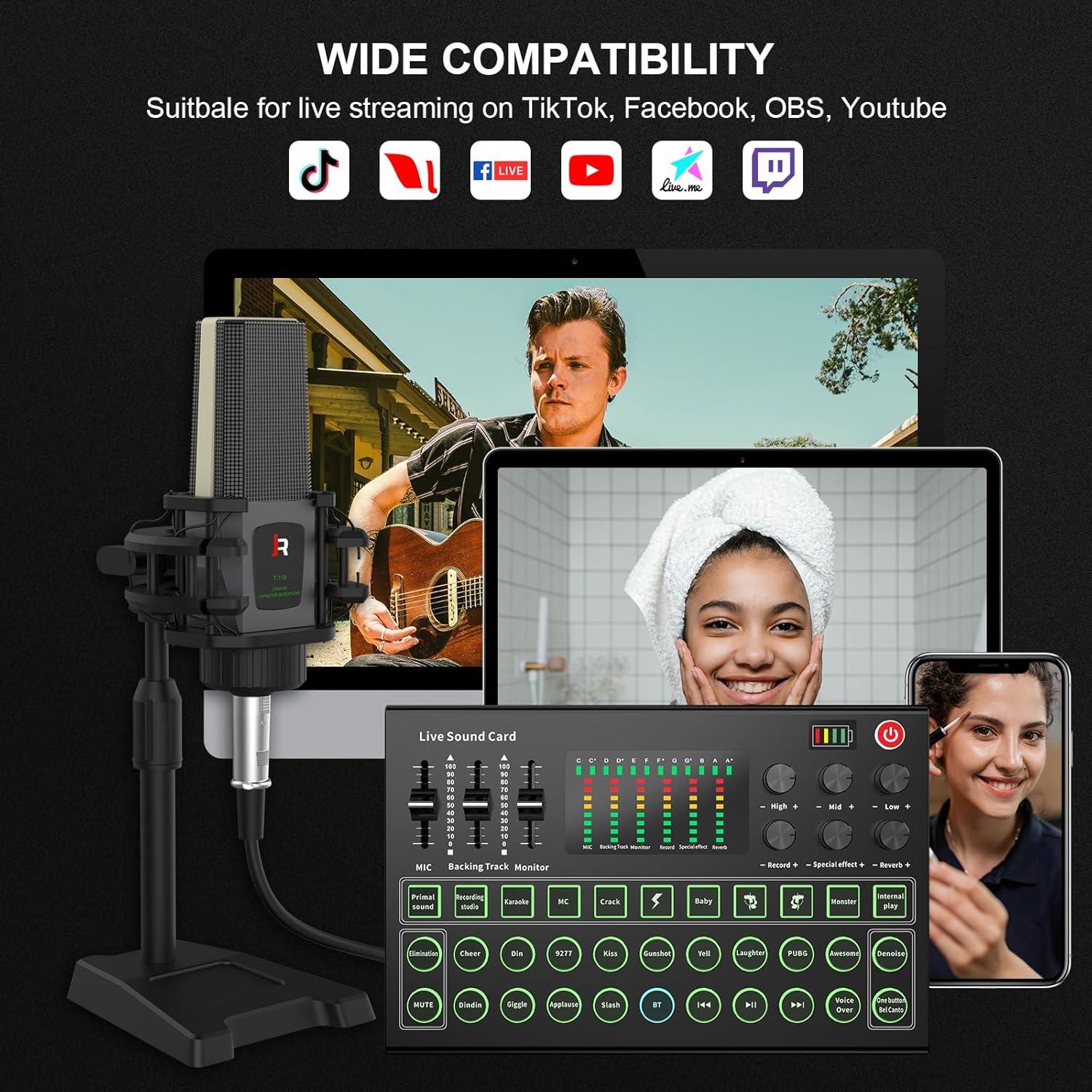 Mezclador de Audio RHM M9+T18 con Micrófono y Soporte