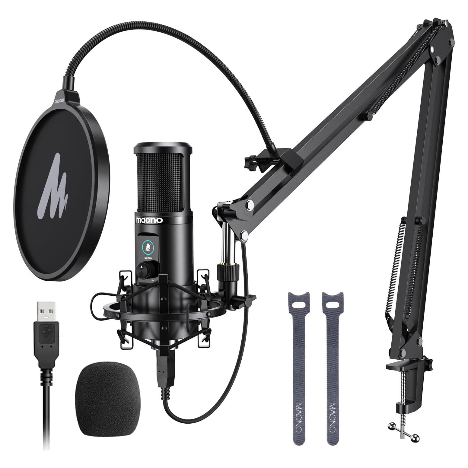 Micrófono USB MAONO AU-PM421 con Soporte y Ganancia
