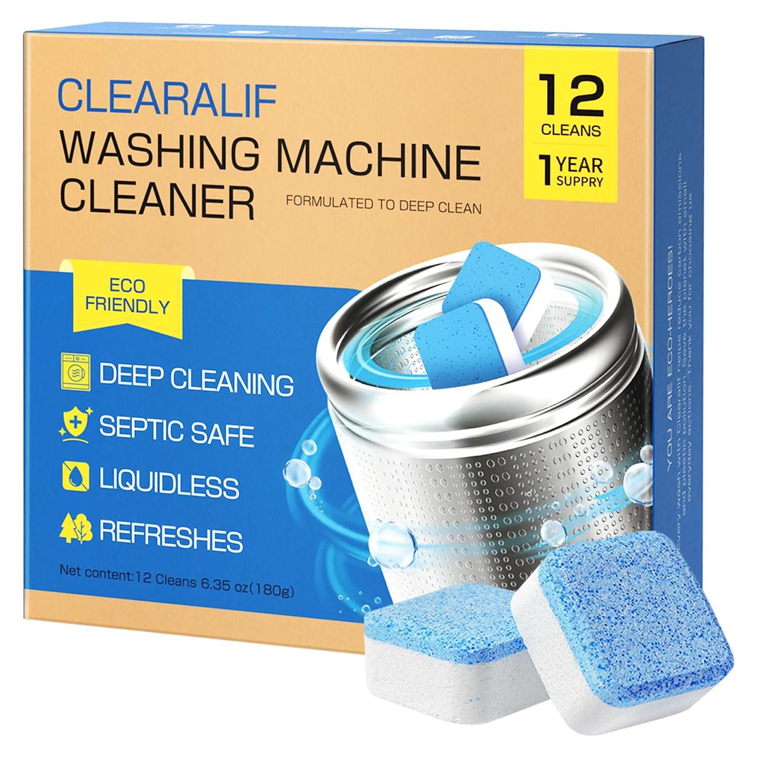 Limpiador de Lavadora CLEARALIF 12 Tabletas - Suministro 1 Año