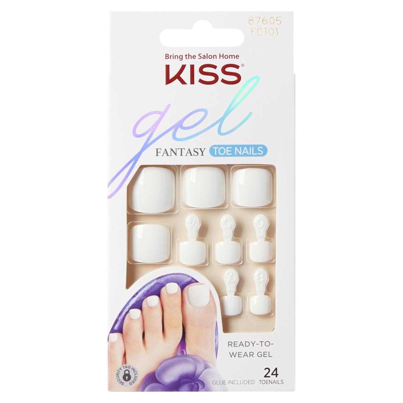 KISS Gel Fantasy Uñas Postizas Clásicas 28 Piezas con Pegamento