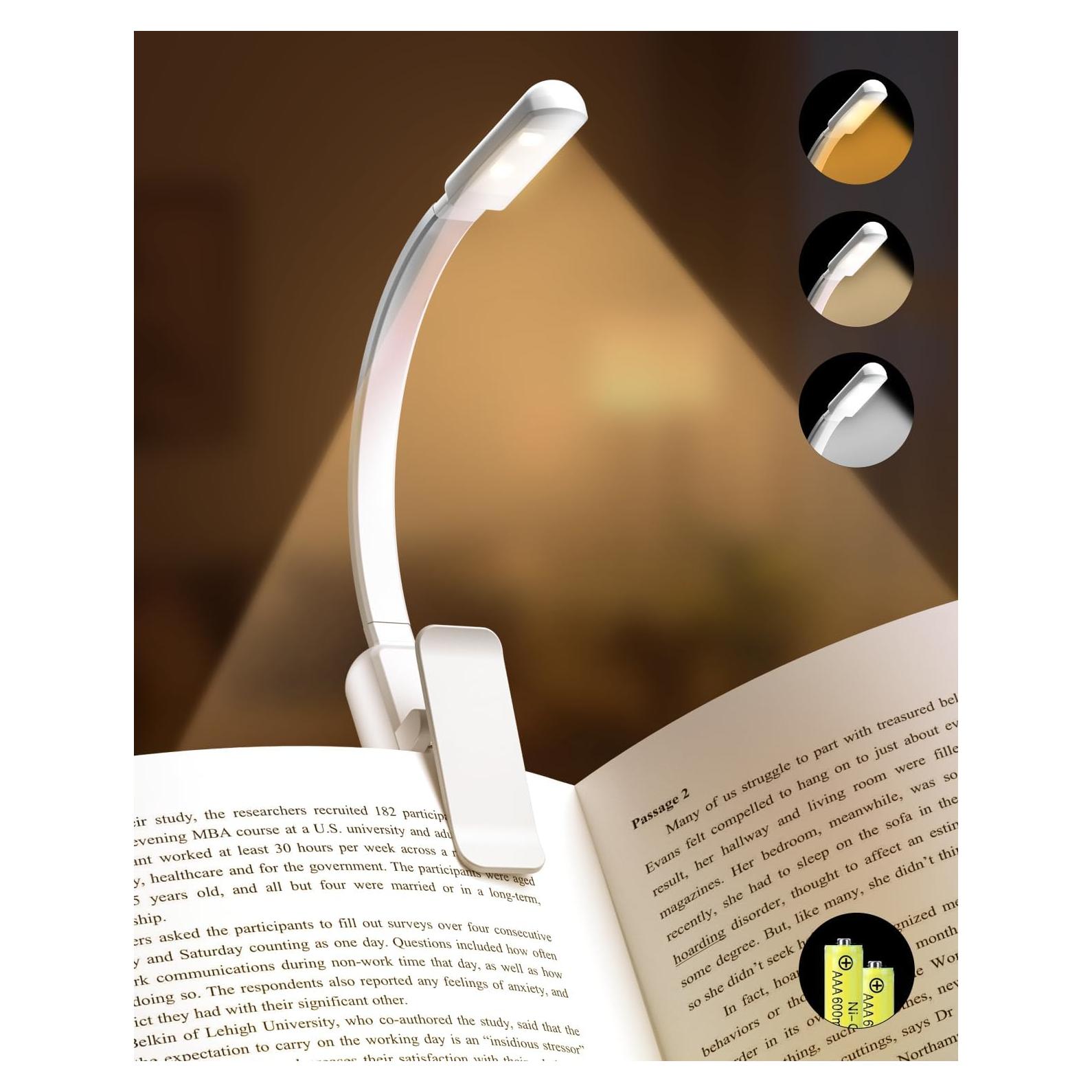 Luz de lectura LED Youzhandeng con clip, 3 colores, portátil