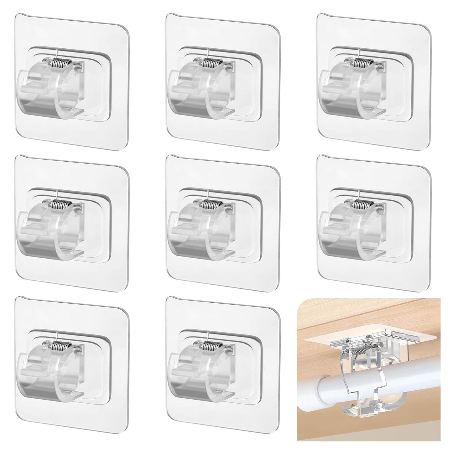 8 Ganchos Adhesivos para Varilla de Cortina Aswewamt - Soporte Sin Taladro