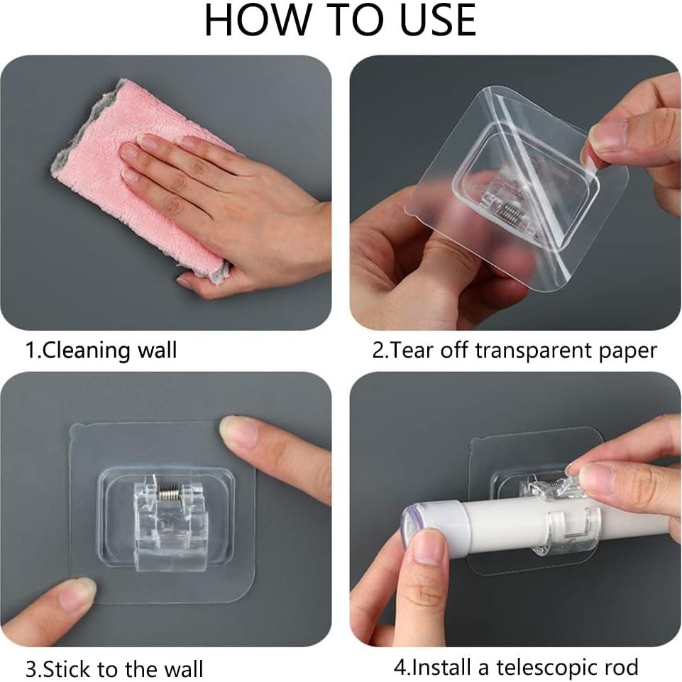 8 Ganchos Adhesivos para Varilla de Cortina Aswewamt - Soporte Sin Taladro