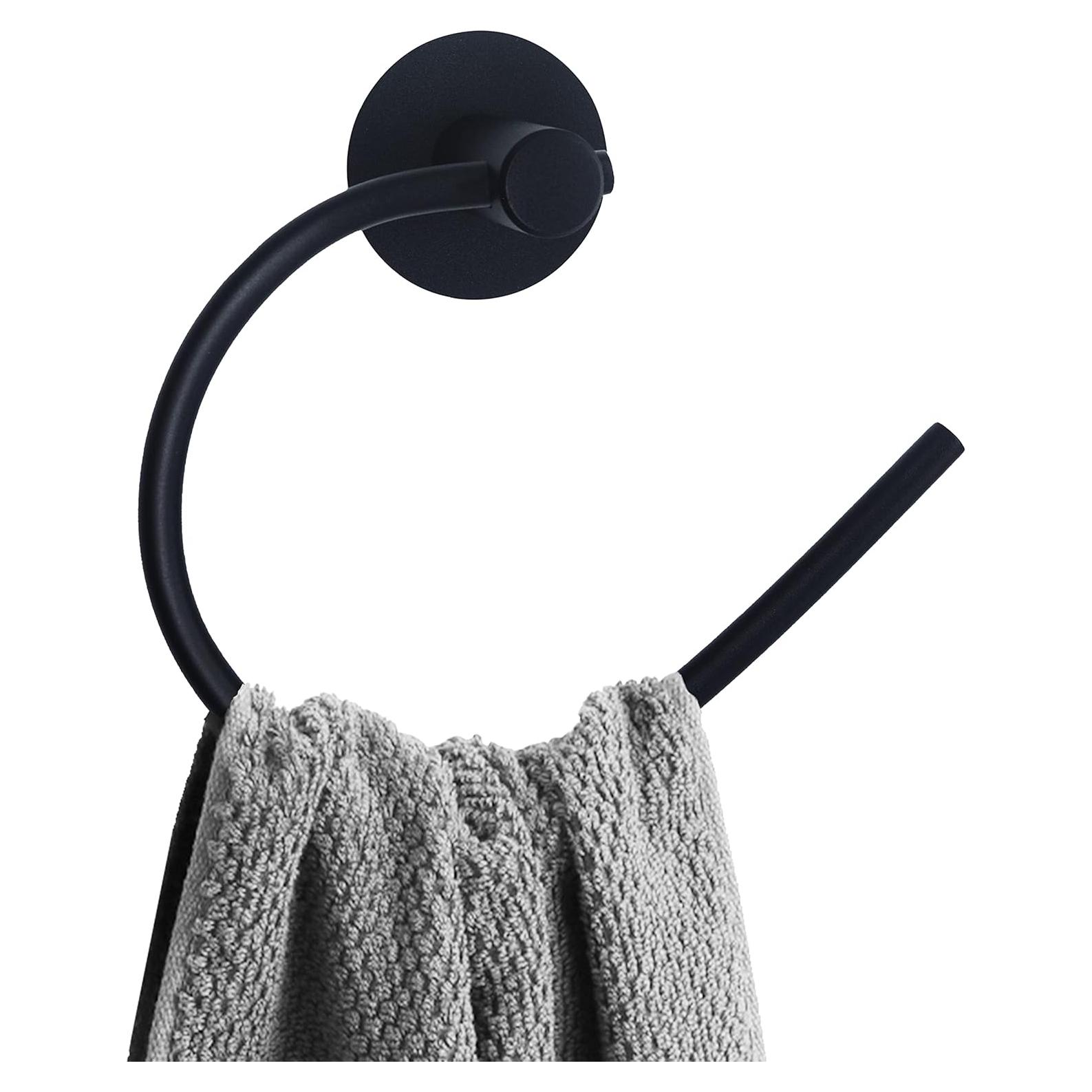 Anillo de Toalla Adhesivo Tfulad Acero Inoxidable Negro 16.5cm