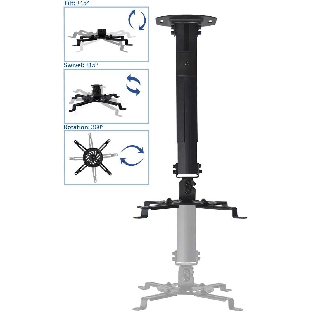 Soporte de Proyector de Techo VIVO MOUNT-VP02B Ajustable 13.61 kg