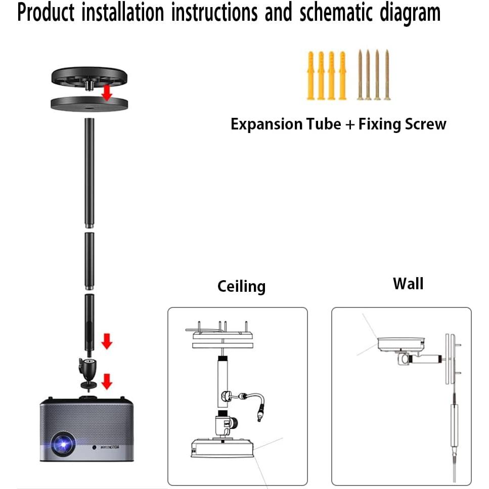 Soporte de Proyector de Techo HVAYING ZM-40 Rotación 360° 5kg