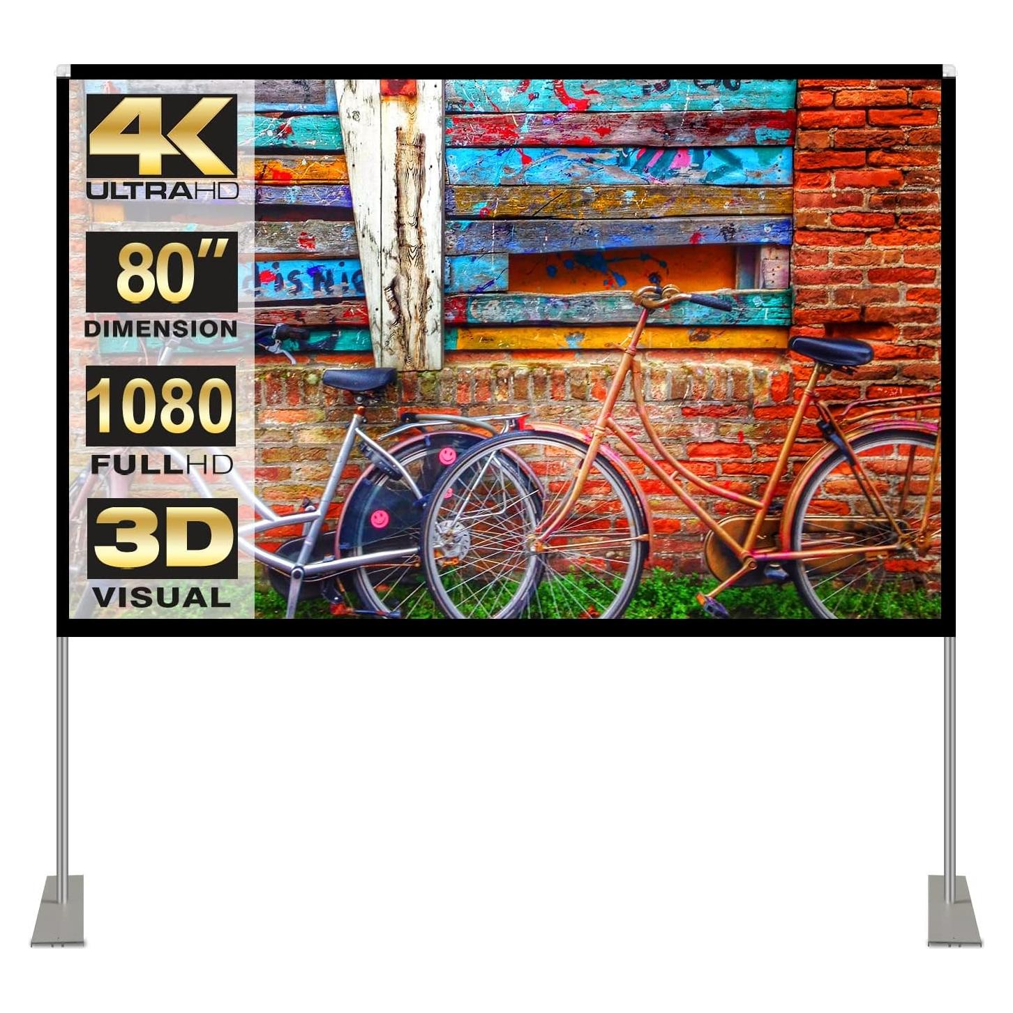 Pantalla de Proyector HOIN 80" Plegable 4K HD para Exterior