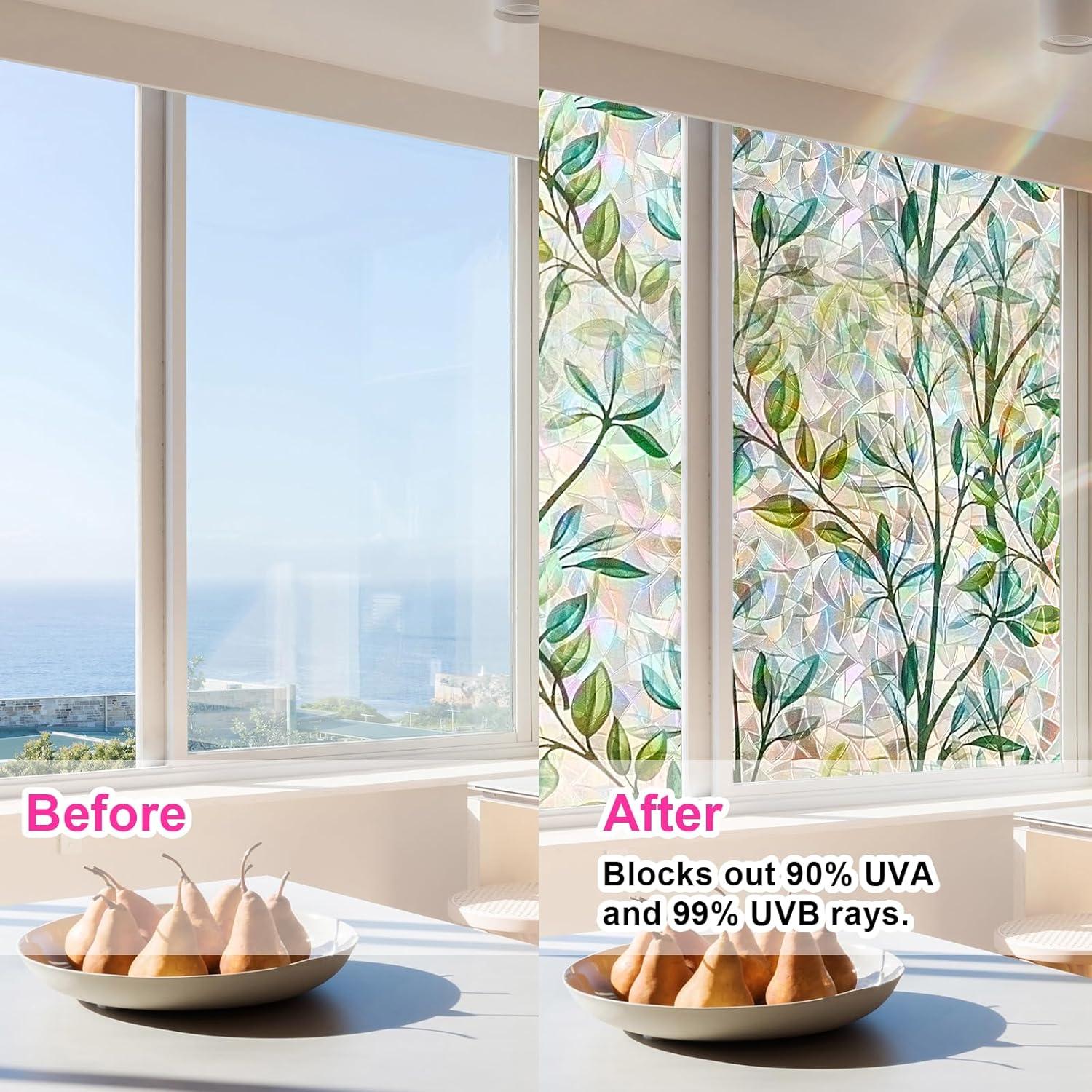 Película Decorativa para Ventanas INEFARO Hojas Arcoíris 44.5x200 cm