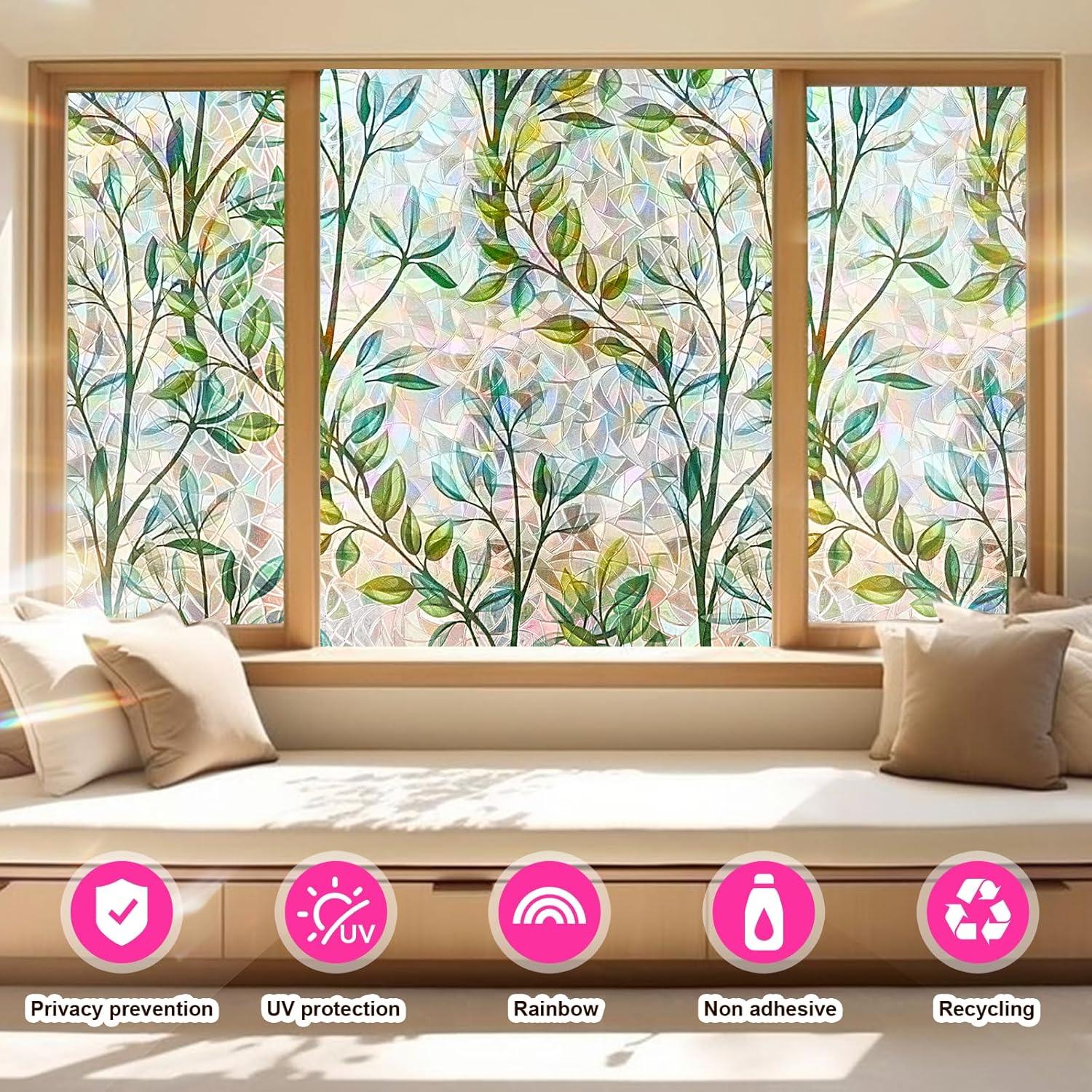 Película Decorativa para Ventanas INEFARO Hojas Arcoíris 44.5x200 cm