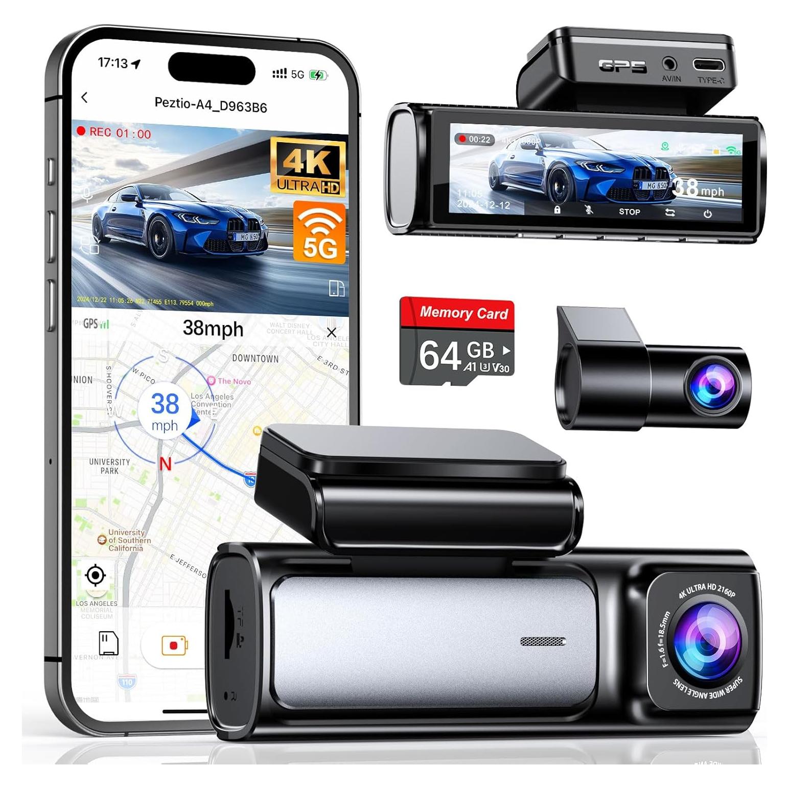 Cámara Dash 4K Affver A4 Doble con GPS y Pantalla IPS