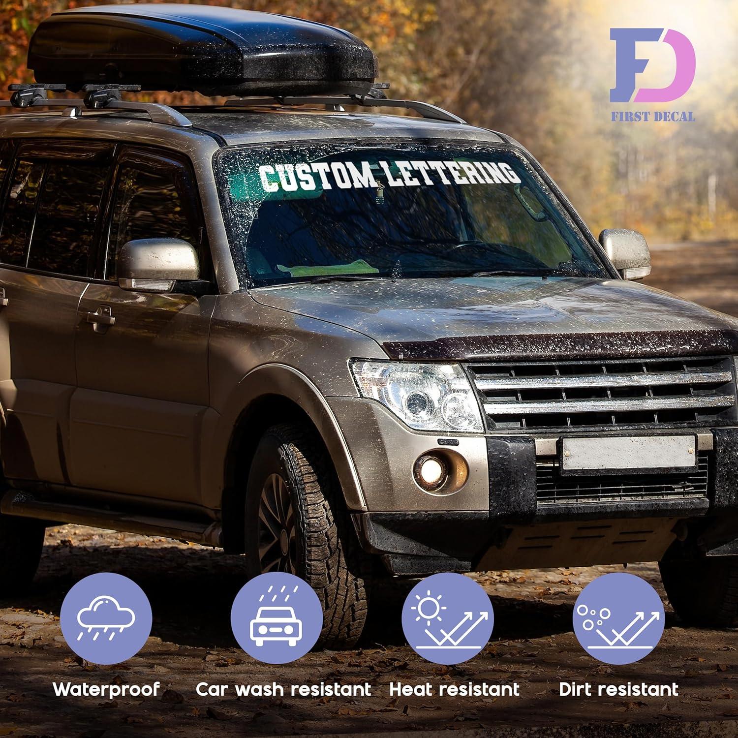 Calcomanía Personalizada para Parabrisas Firstix - Vinilo Resistente