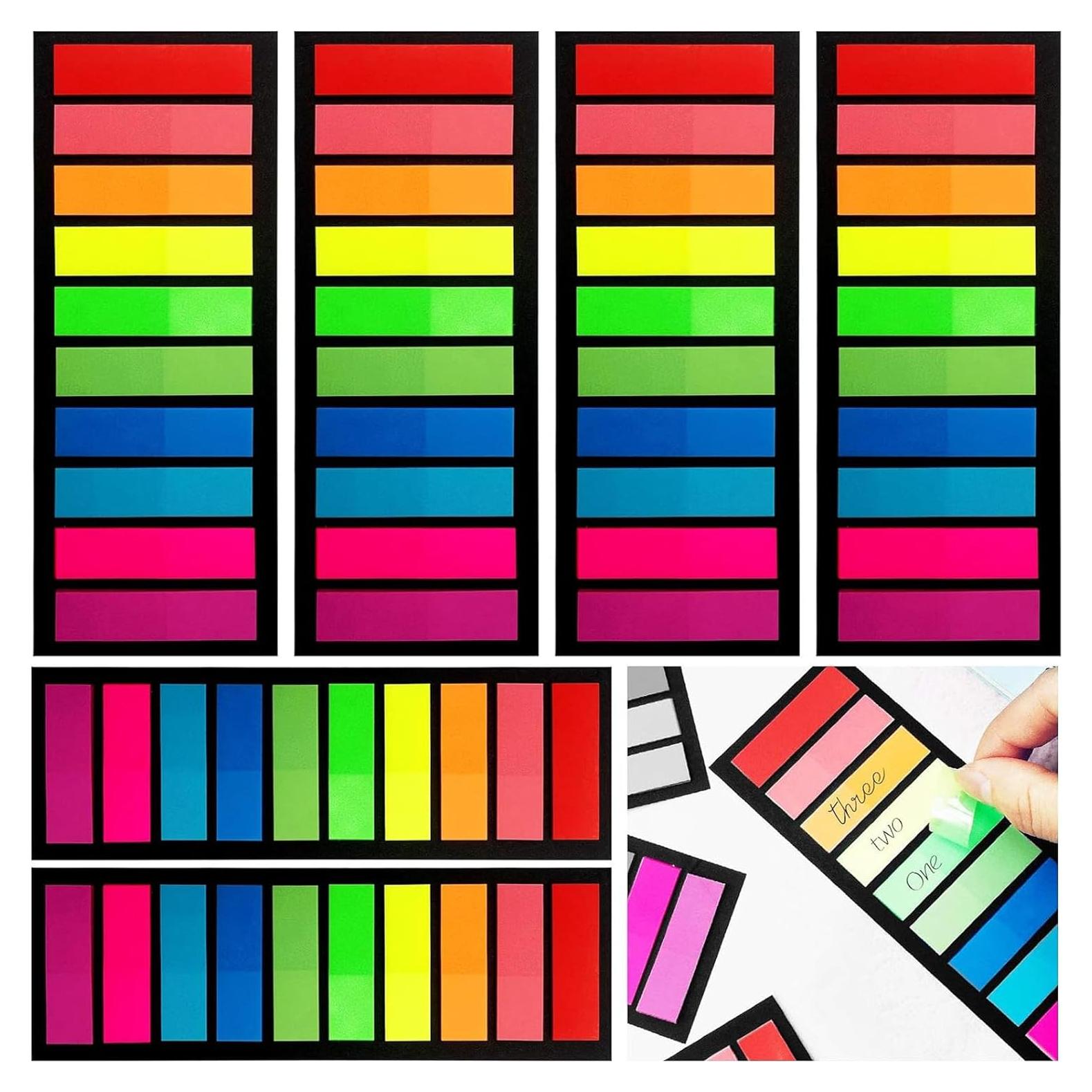 2400 Piezas Marcadores de Página Adhesivos Vabrloy Neón