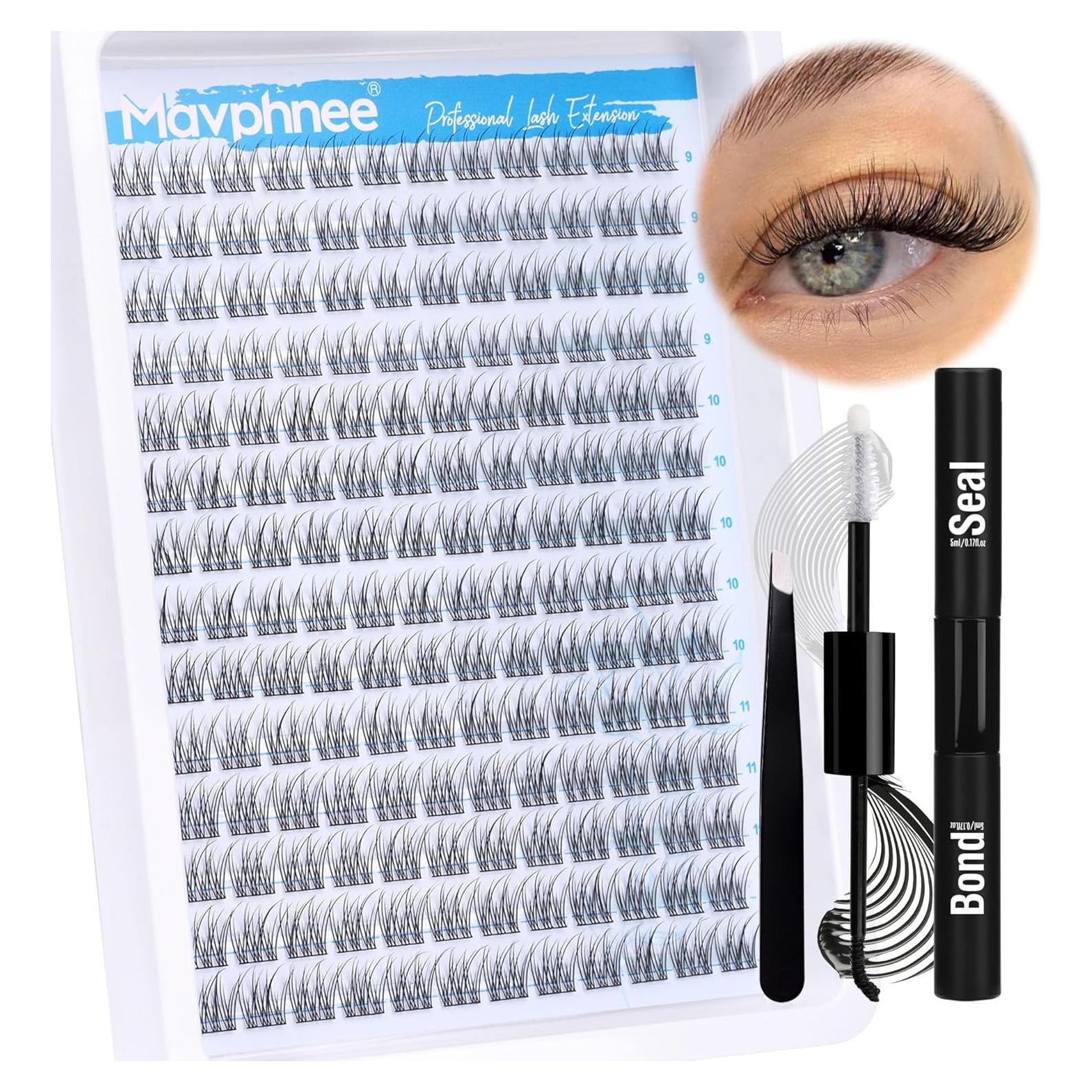 Kit de Pestañas Wispy Naturales Mavphnee 168 Pcs con Adhesivo