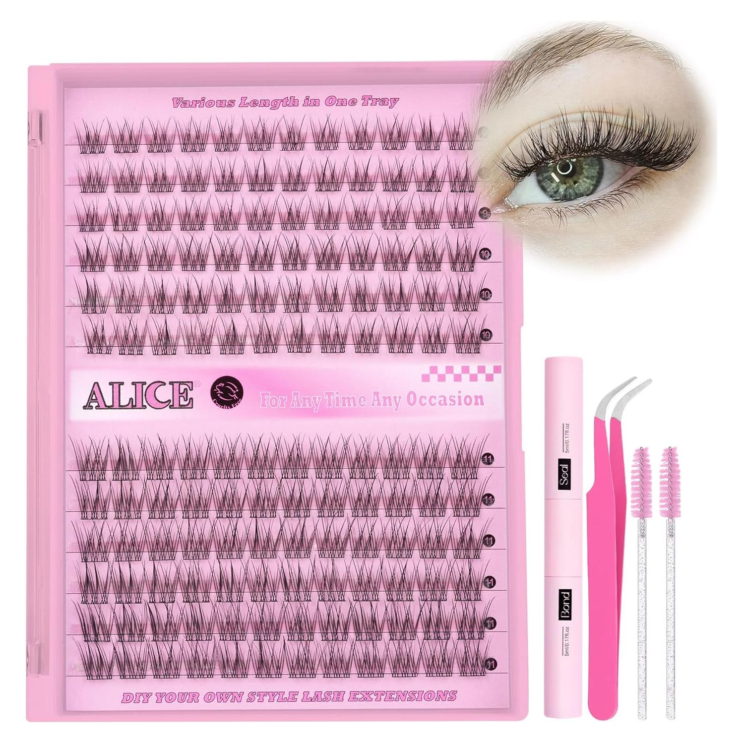 Kit de Extensiones de Pestañas Alice DIY 9-11mm Natural 144Pcs