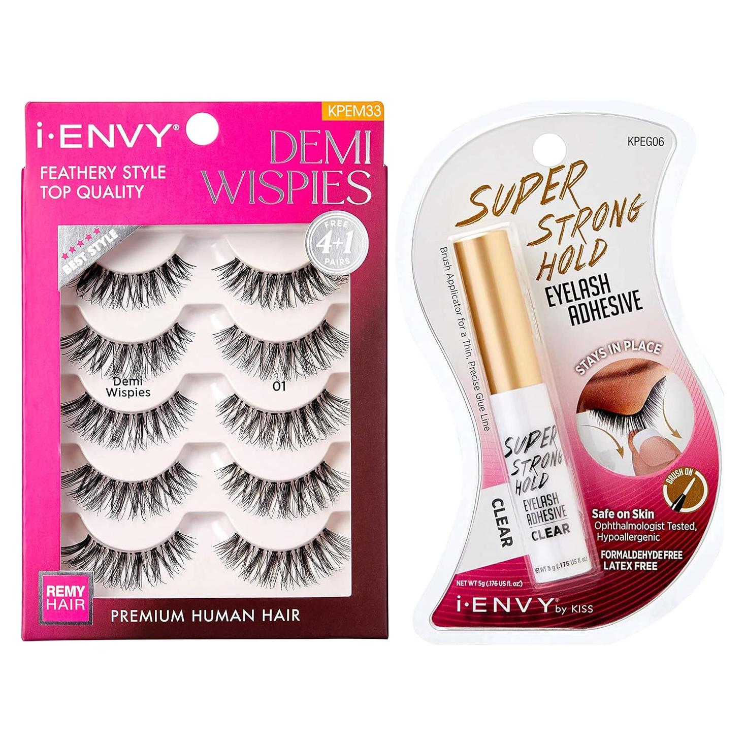 Pestañas Postizas i-ENVY Demi Wispies + Adhesivo Transparente
