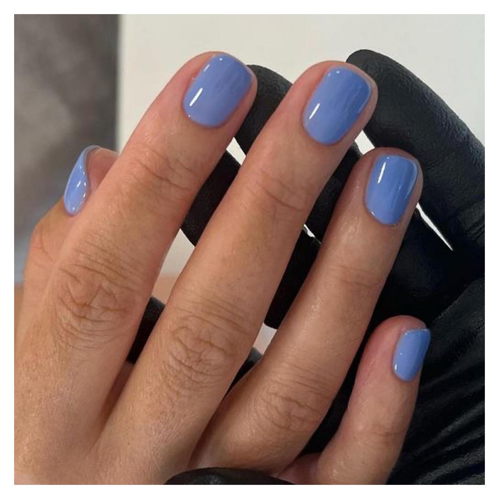 Uñas Postizas Cortas Azules Gritose - 24 Uñas Reutilizables