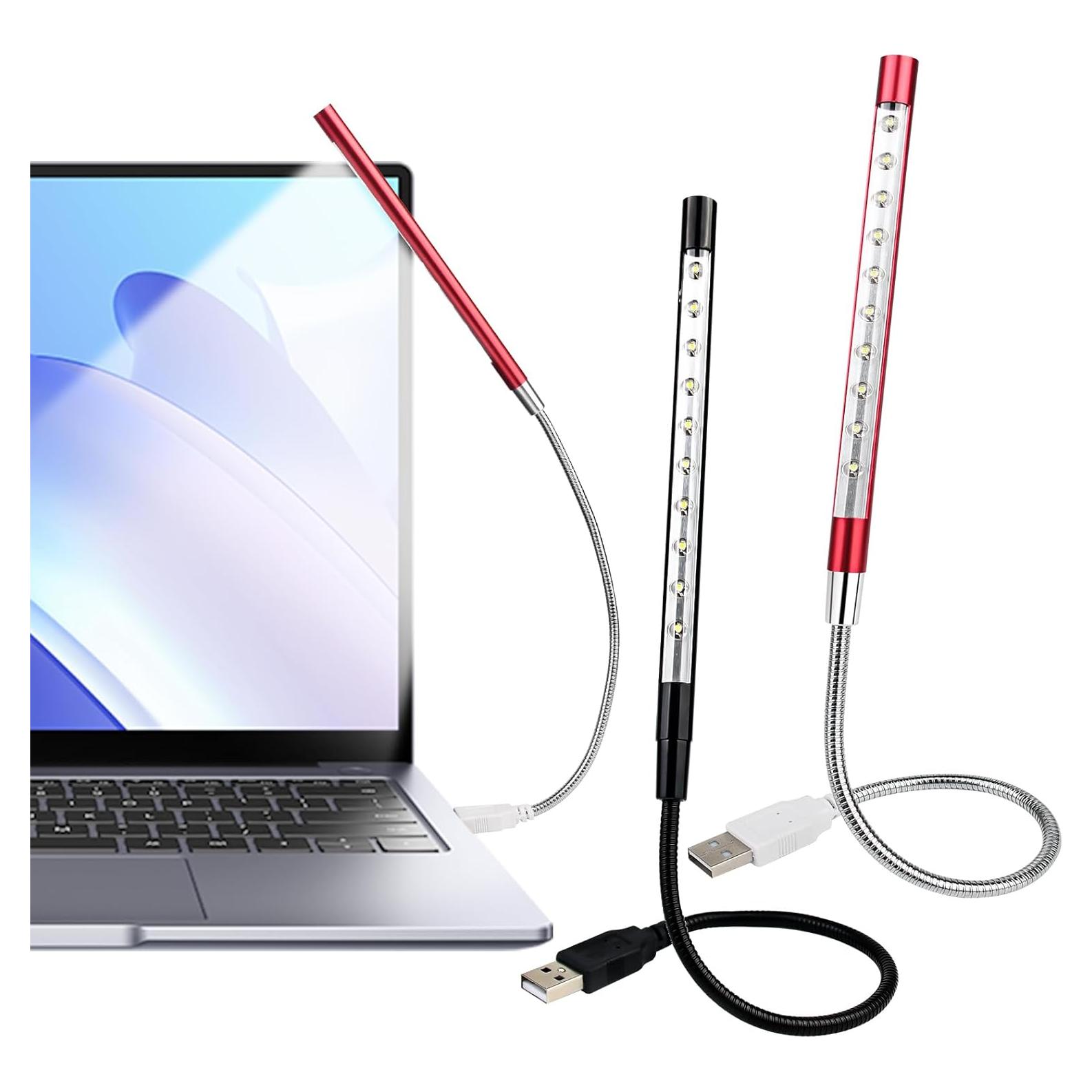 Luz de Teclado USB LED CZBRO 2 Pcs Flexible para Portátil