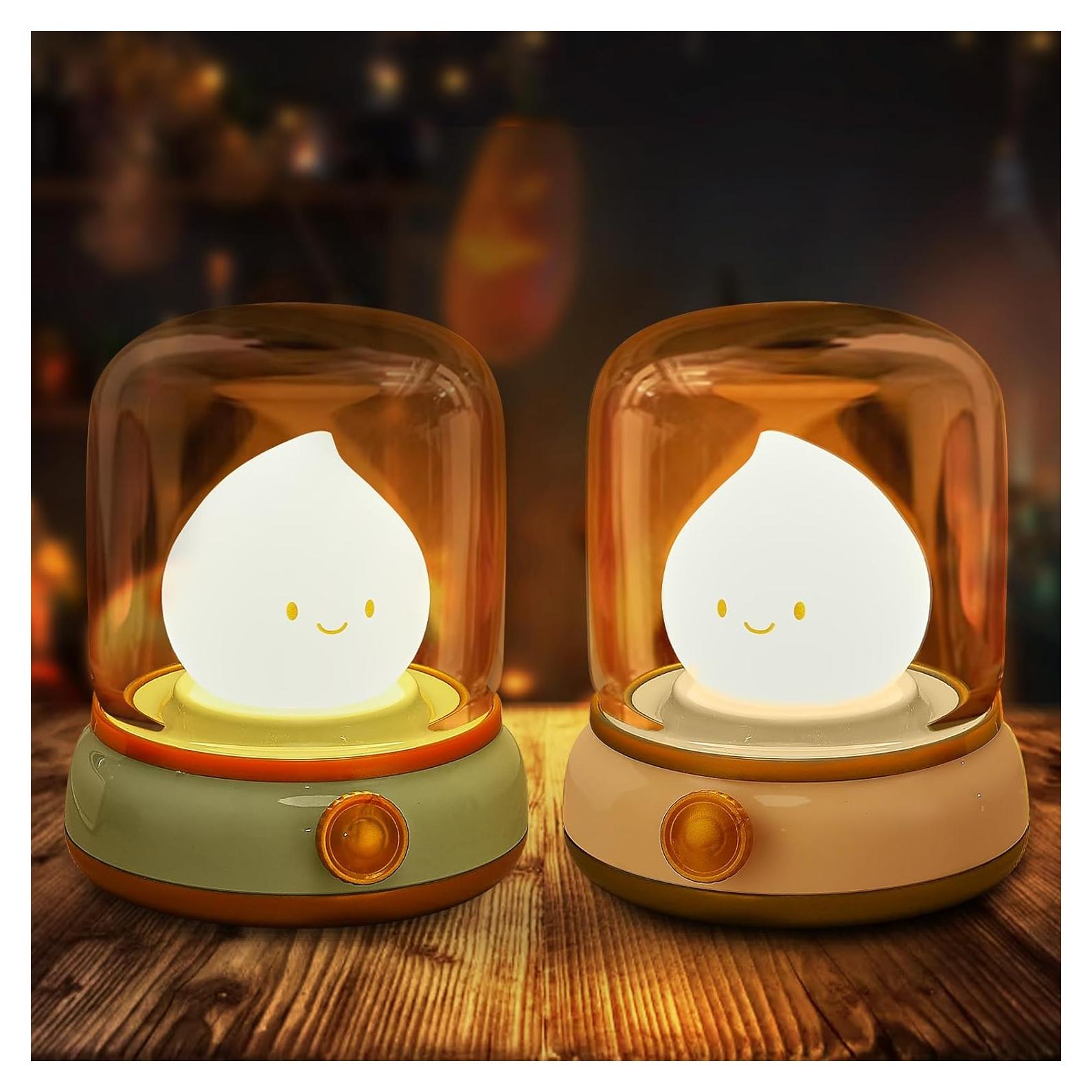 Luz Nocturna Fantasma Deogos Recargable Verde Amarillo 10x11x12cm