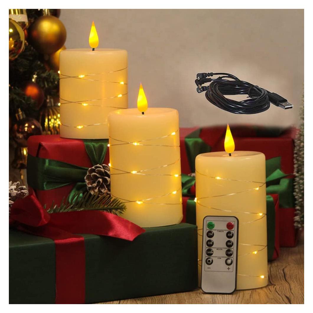 Juego de 3 Velas LED Recargables Sin Llama LEDHOLYT