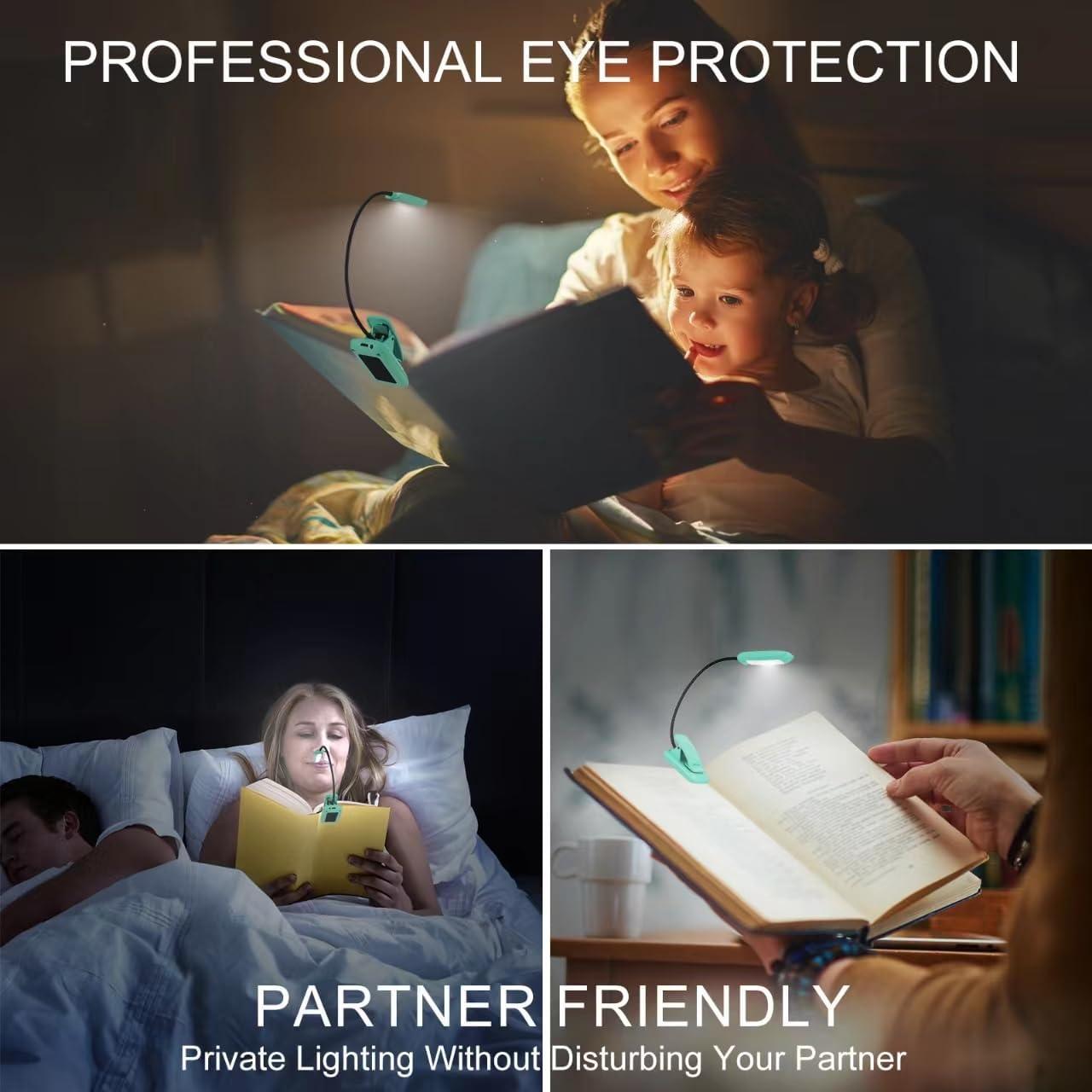 Luz de Libro Recargable BIGMONAT 2 Paquete Azul LED Ajustable