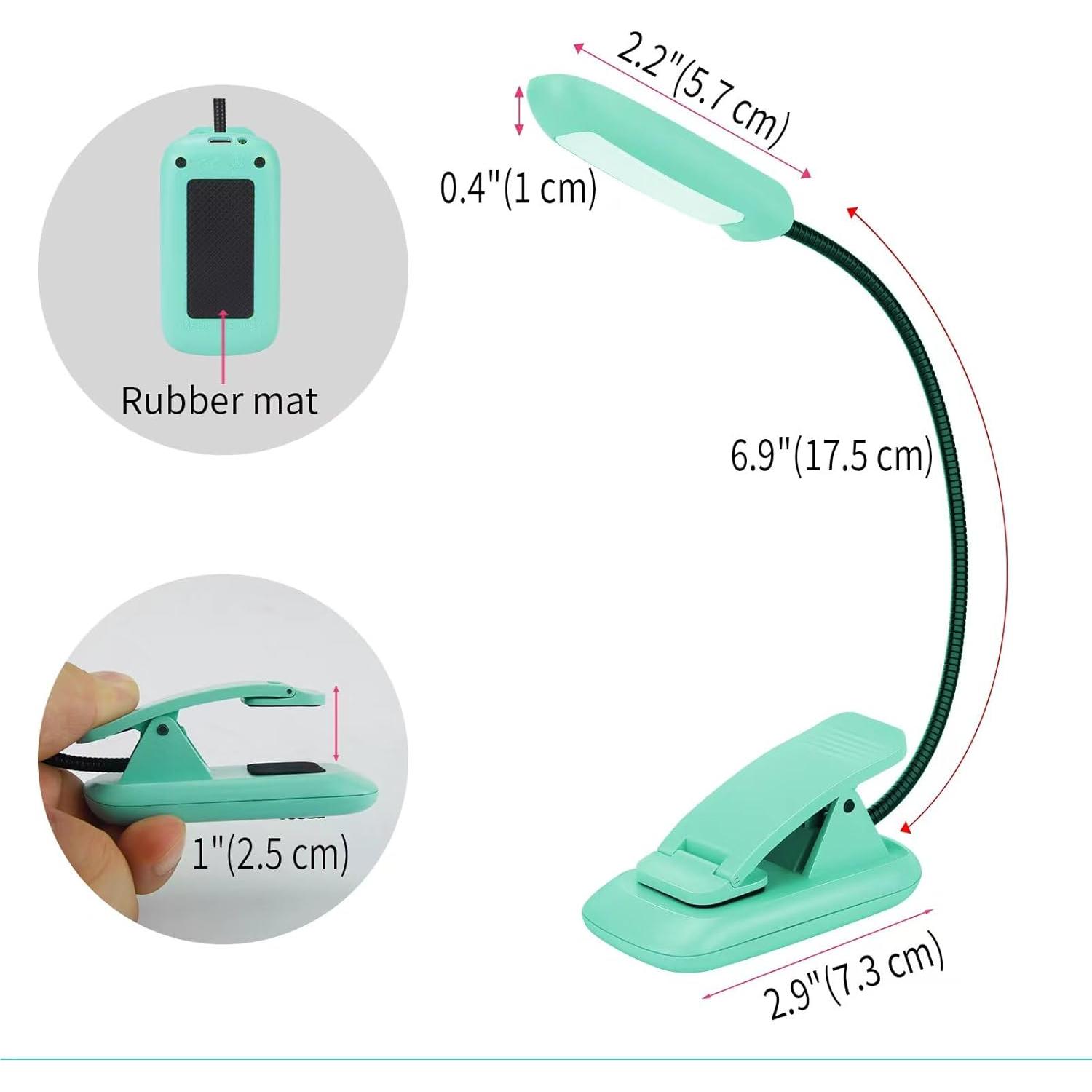Luz de Libro Recargable BIGMONAT 2 Paquete Azul LED Ajustable