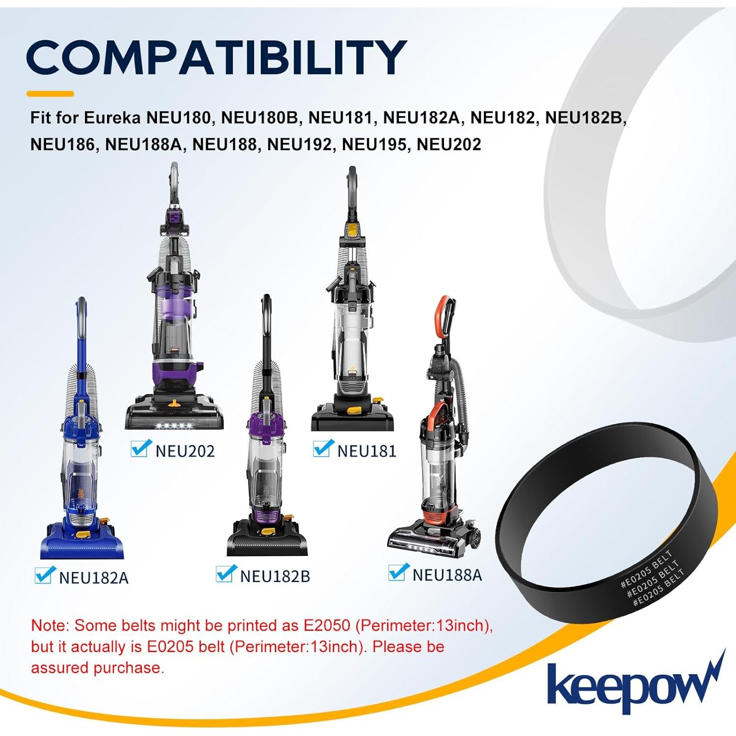 Correas de Aspiradora KEEPOW E0205 para Eureka NEU182B - 2 Paquete