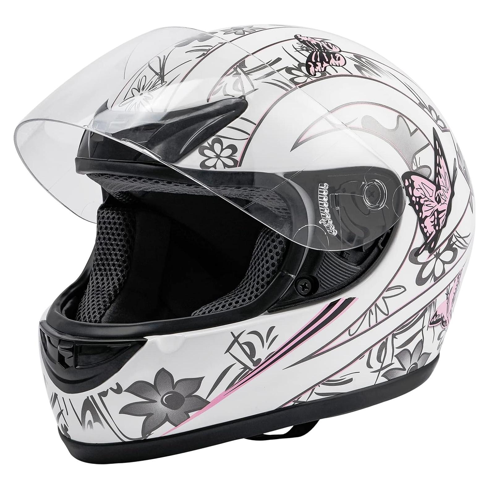 Casco TCMT Integral Mariposa Rosa con Visera Solar