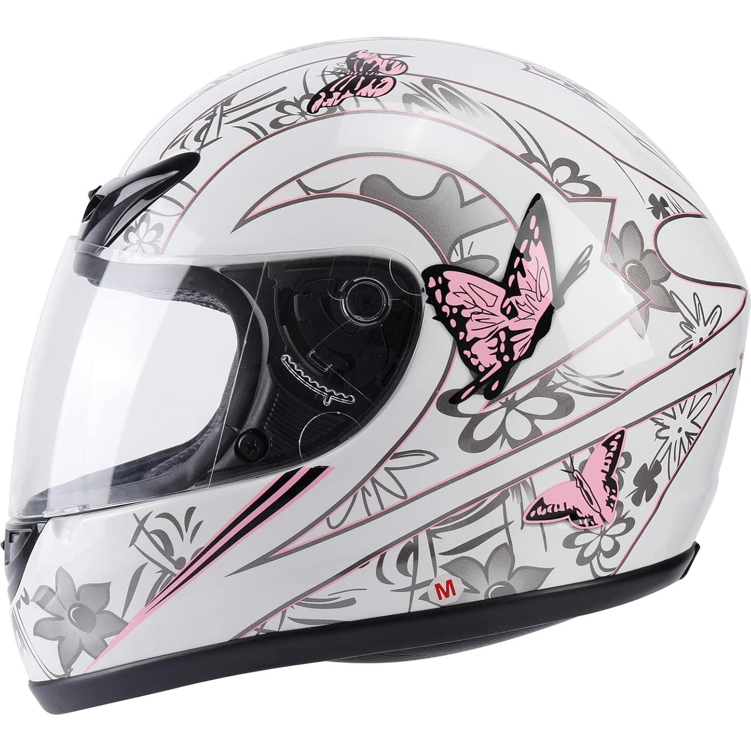 Casco TCMT Integral Mariposa Rosa con Visera Solar