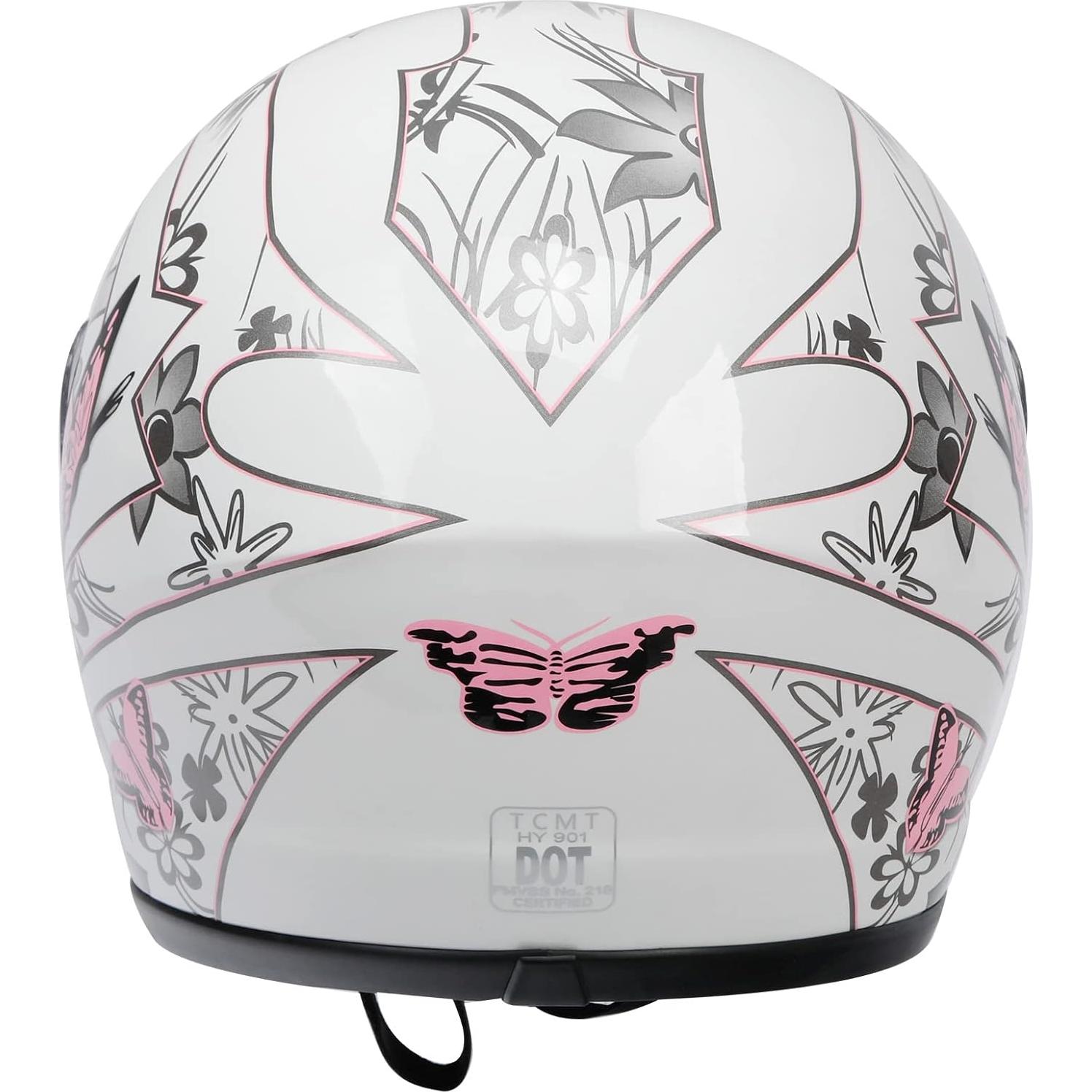 Casco TCMT Integral Mariposa Rosa con Visera Solar