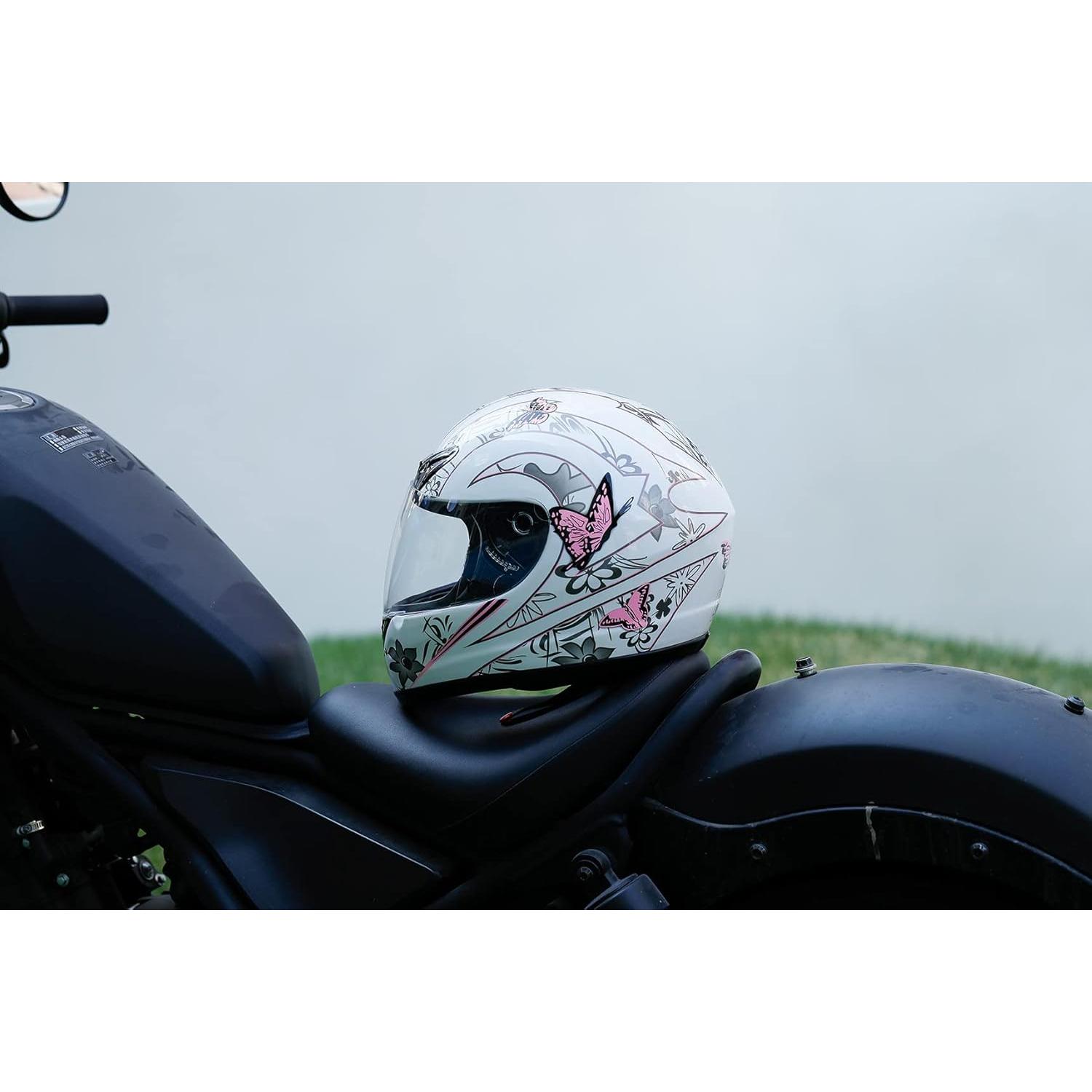 Casco TCMT Integral Mariposa Rosa con Visera Solar