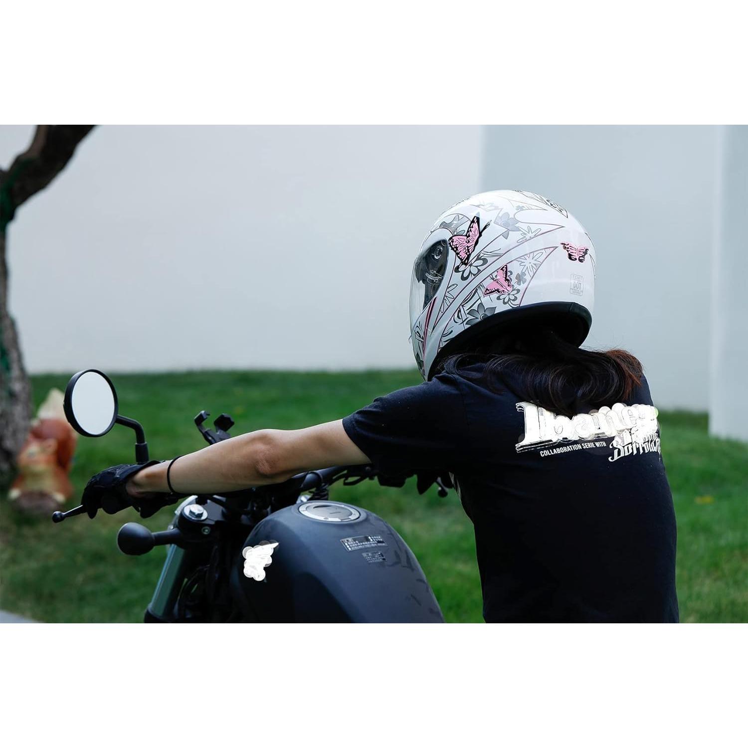 Casco TCMT Integral Mariposa Rosa con Visera Solar