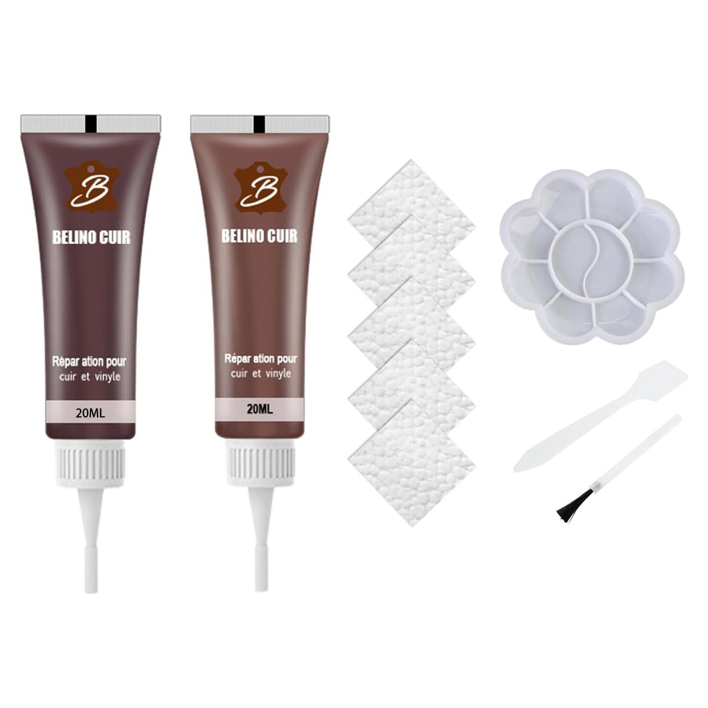 Kit de Reparación de Cuero Coweroay - Color Marrón y Café, 20ml