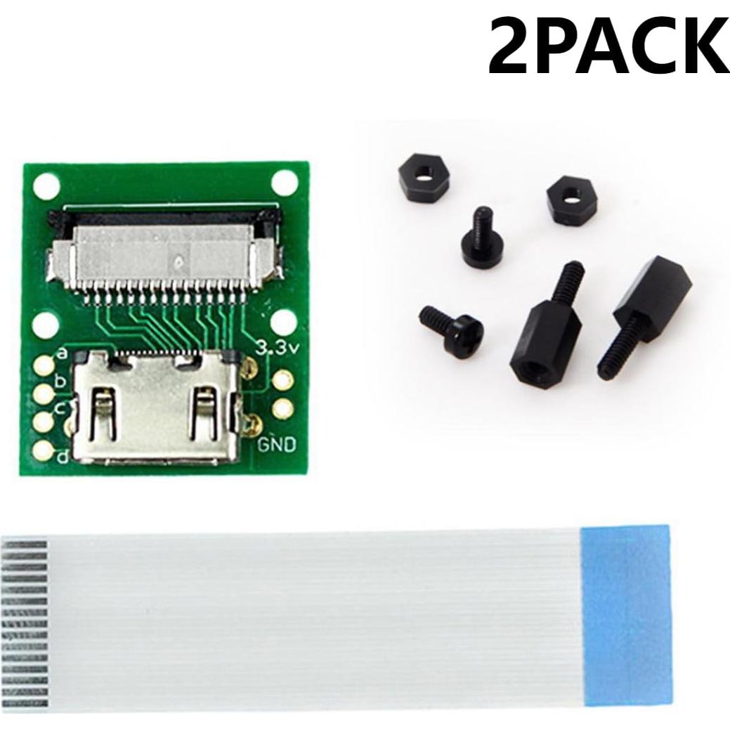 chenyang 2 Pack HDMI to CSI Raspberry PI Camera Module Expansion Adapter with Flat Ribbon Flex Cable 5cm