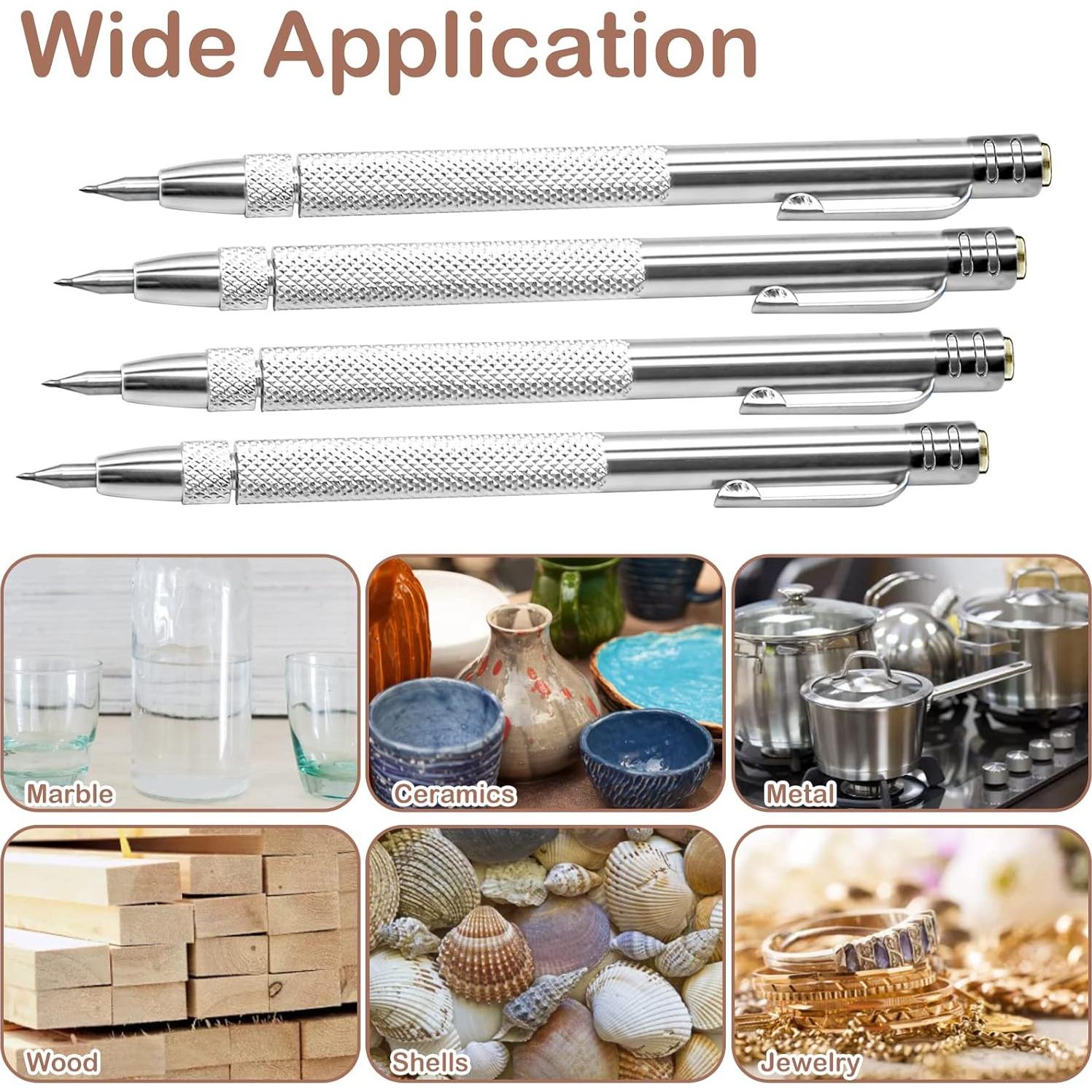 Bolígrafo de Grabado HINGTAI 4 Pcs Carburo de Tungsteno