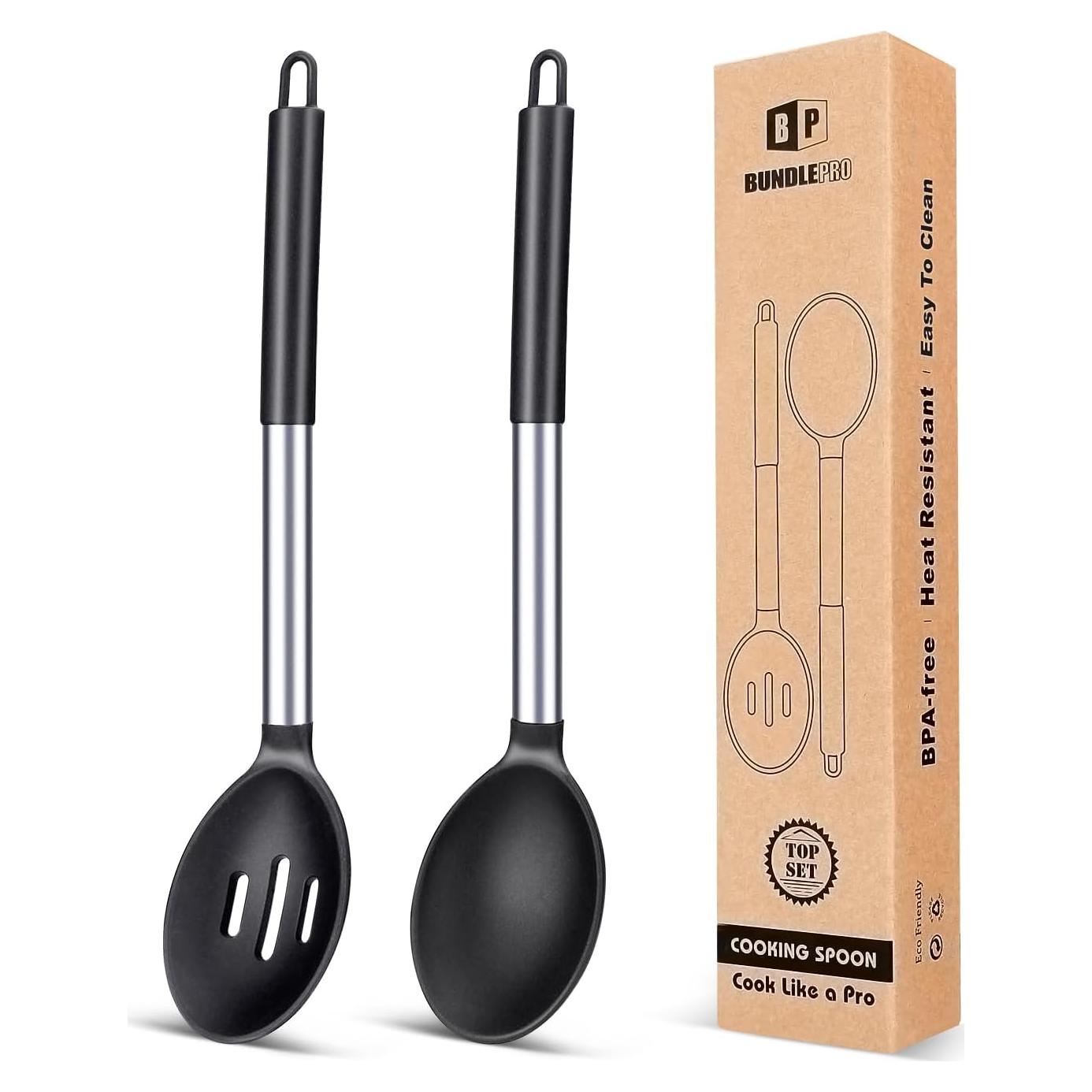 Juego de 2 Cucharas de Cocina de Silicona BUNDLEPRO - Antiadherente