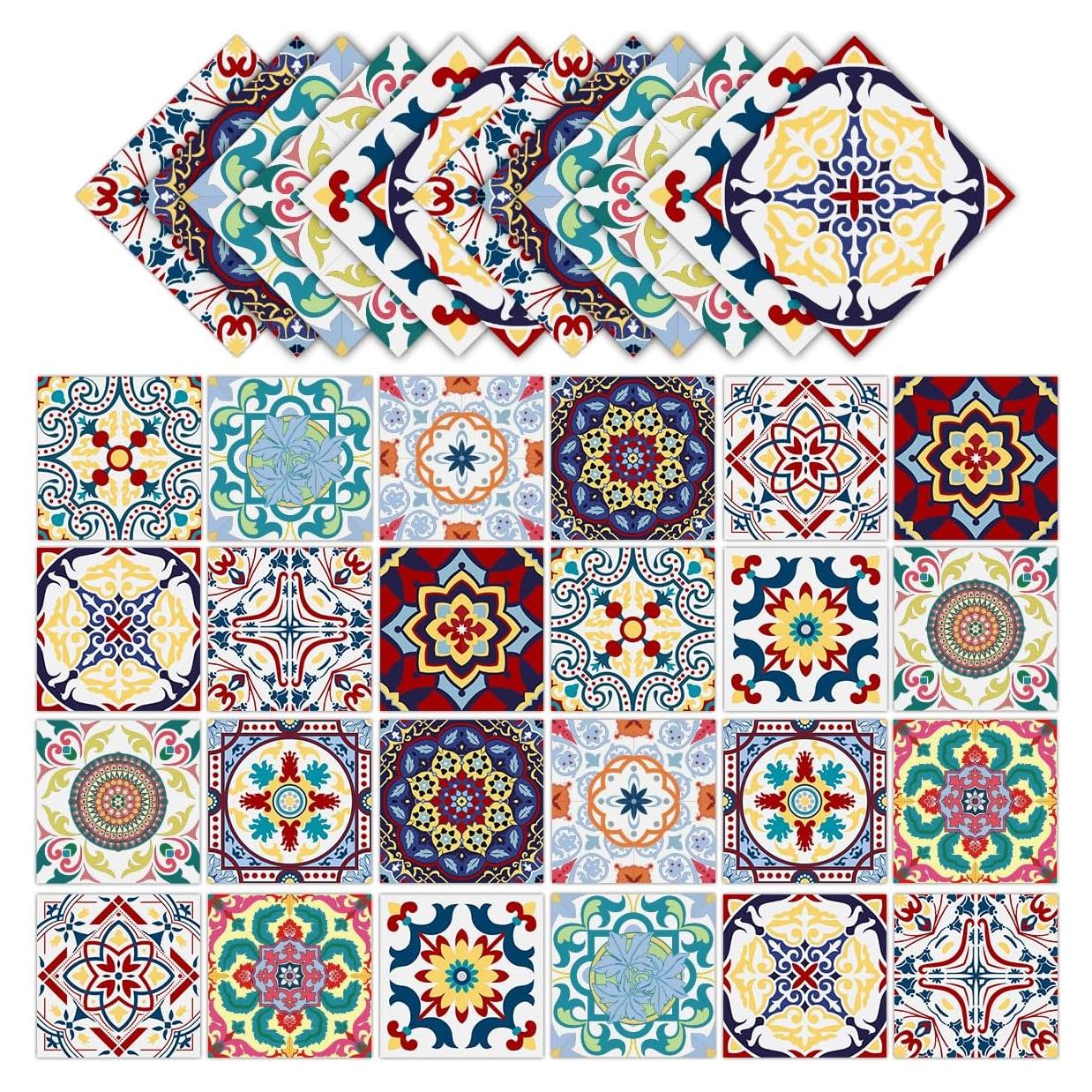 Calcomanías de Azulejos Mexicanos Retro 24 Piezas 10x10cm
